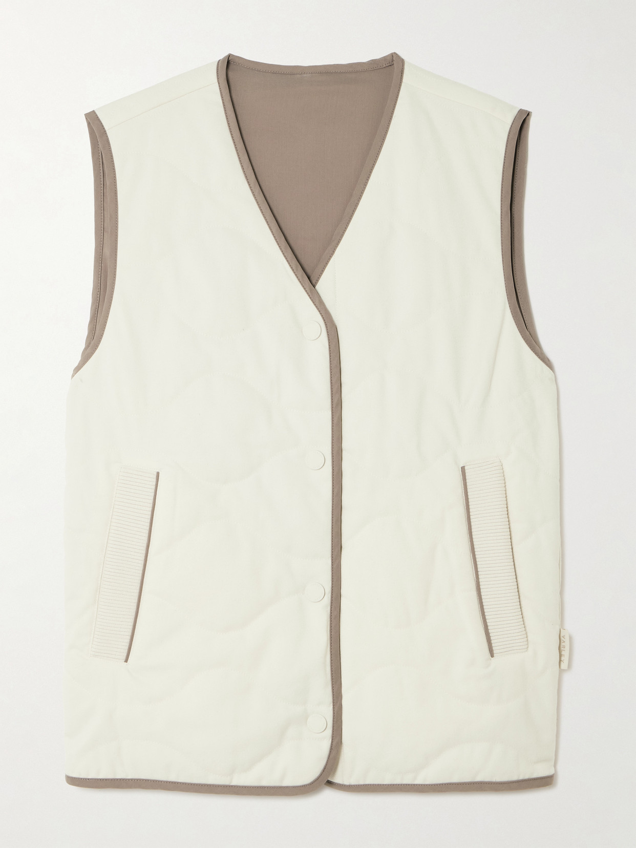Varley Lori Reversible Quilted Flannel And Twill Vest In White