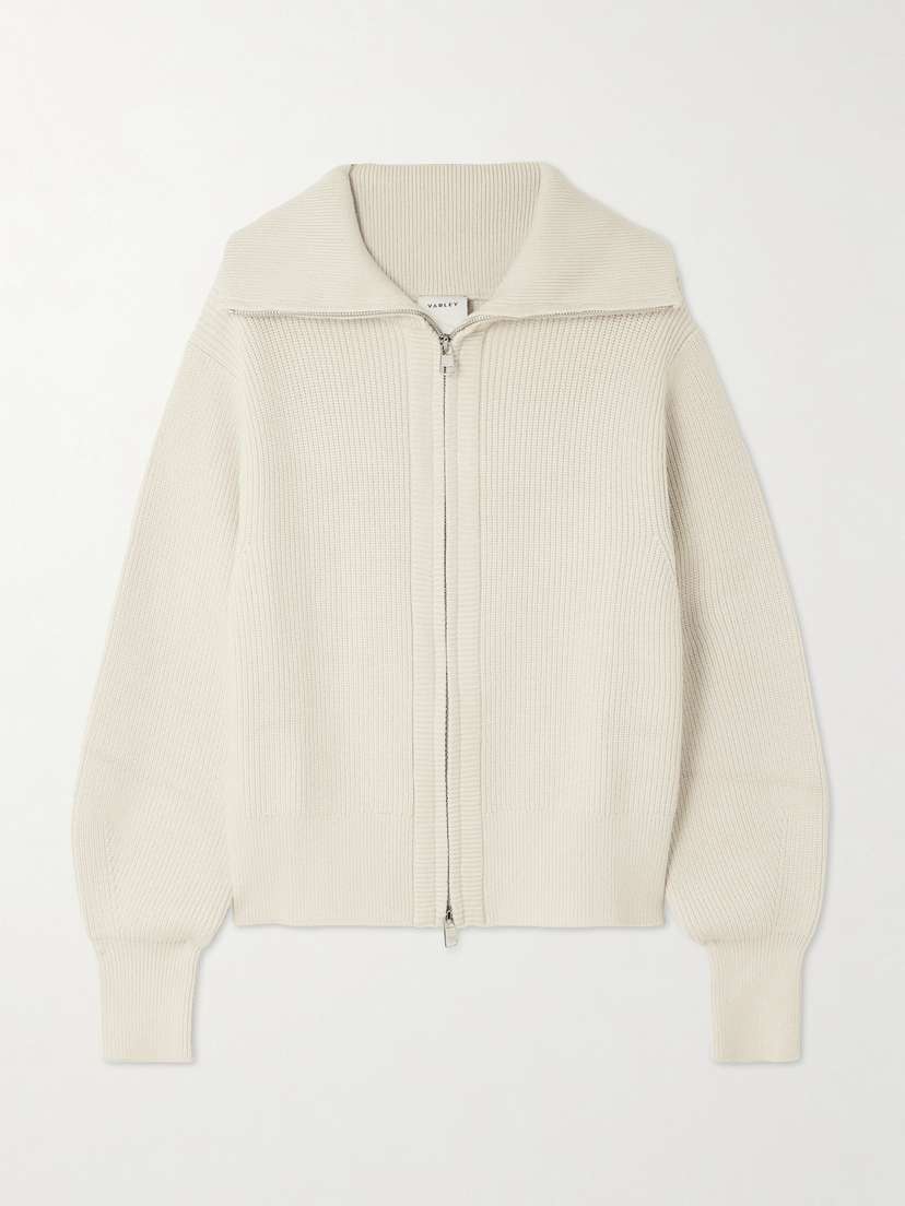 Varley Enrico Ribbed-knit Turtleneck Cardigan