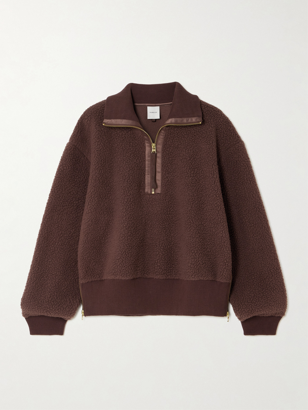 Varley Roselle Recycled Fleece Half-zip Sweater In Brown