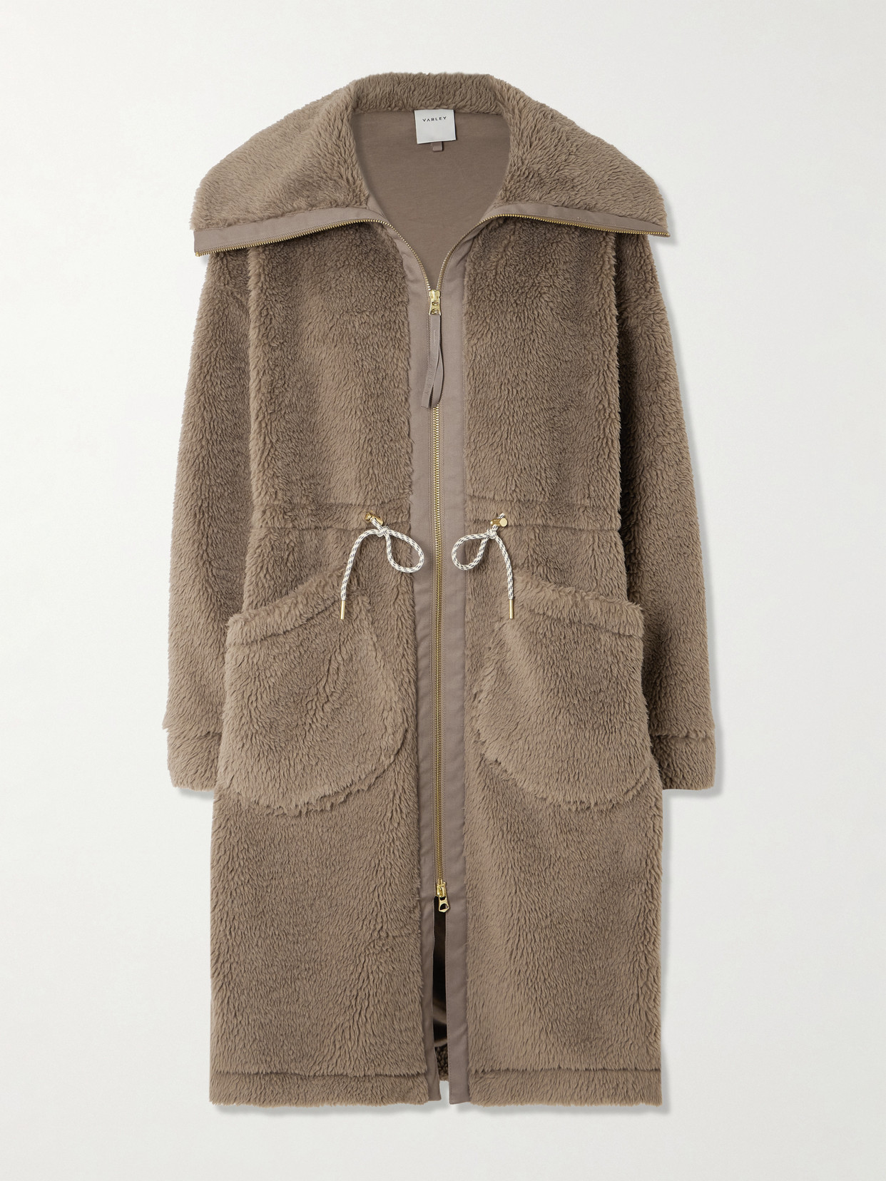 Varley Logan Oversized Fleece Coat In Brown