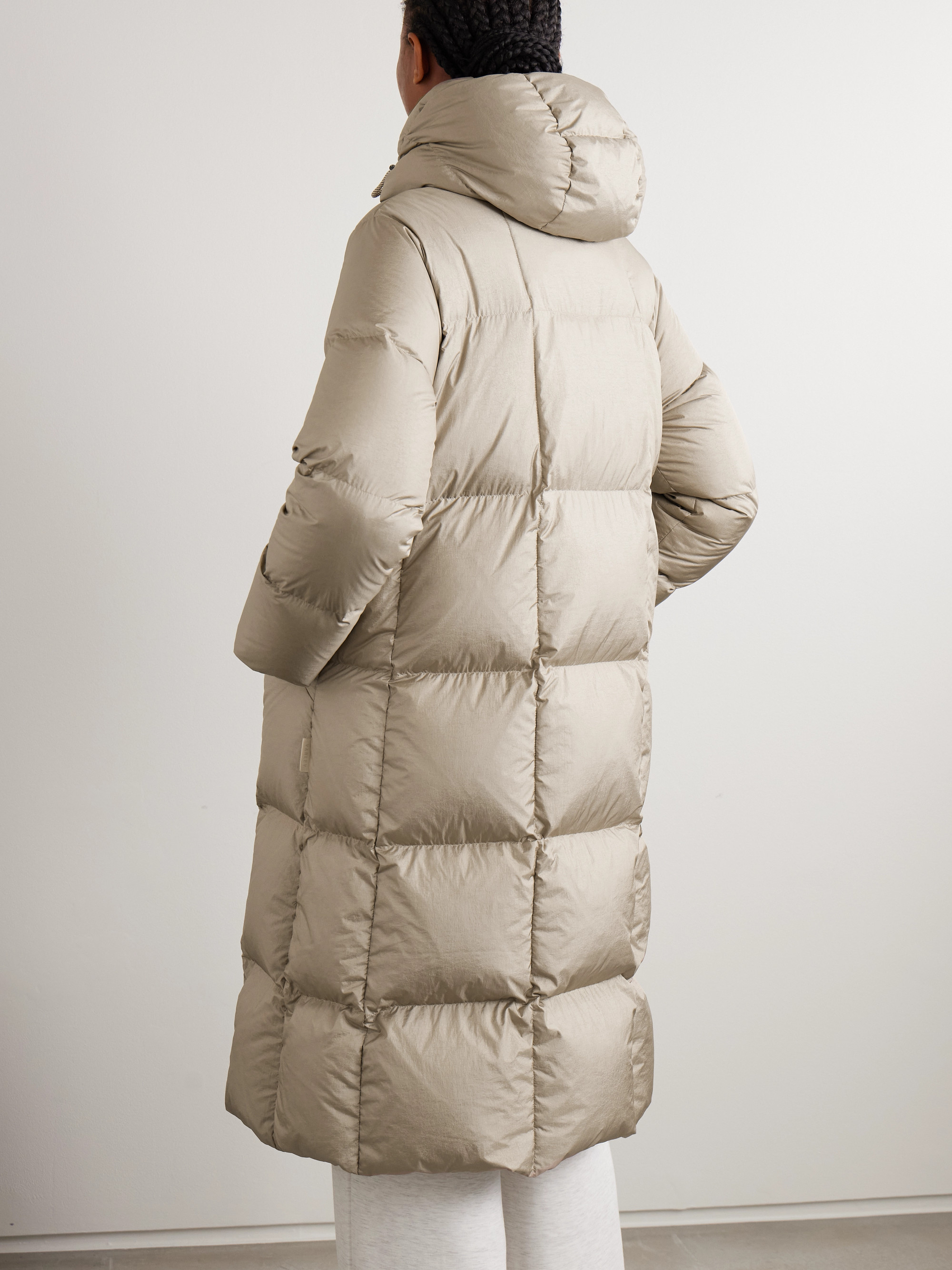 Varley Katya hooded quilted metallic crinkled-shell down coat