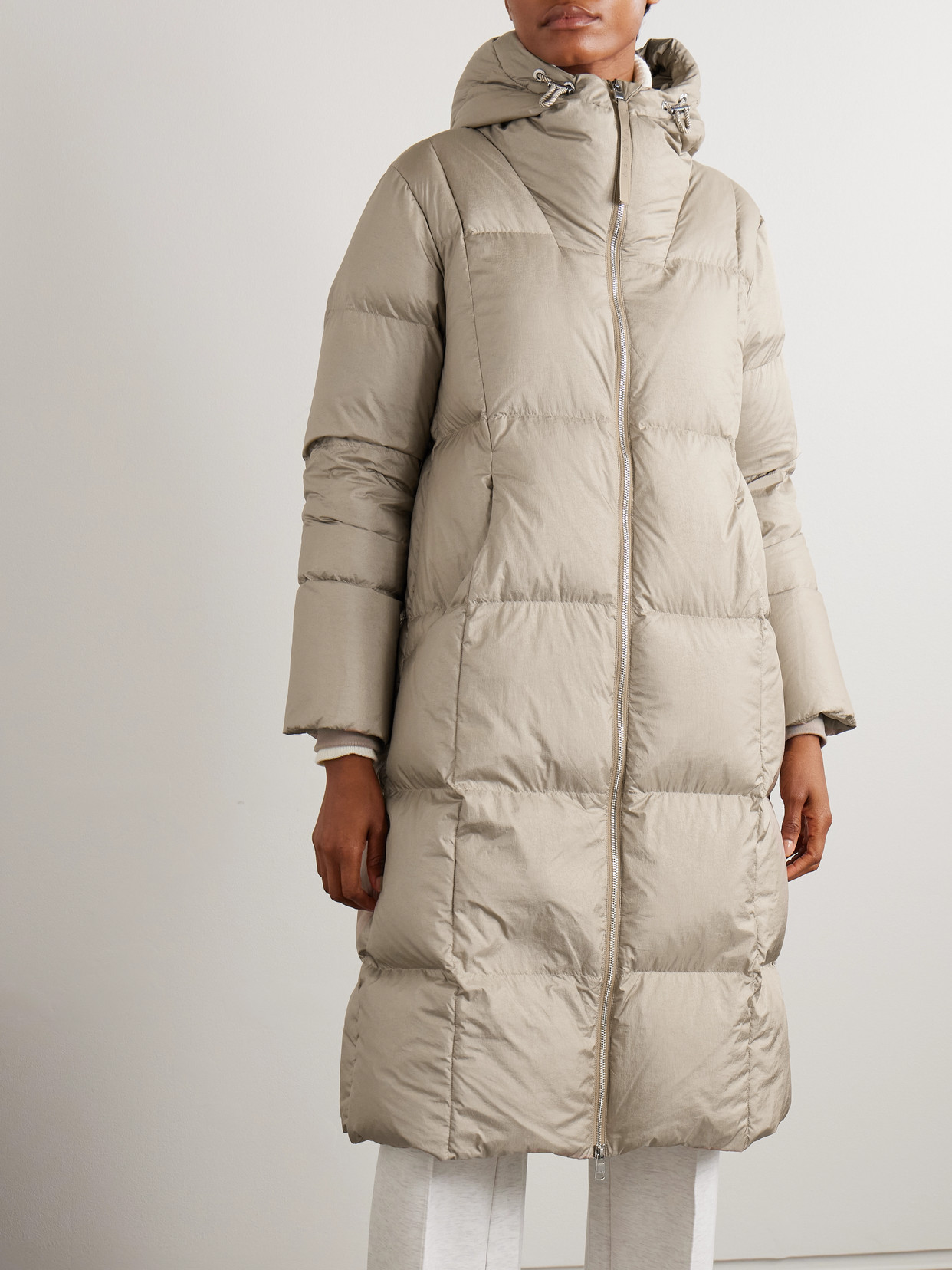 Katya Hooded Quilted Metallic Crinkled-Shell Down Coat