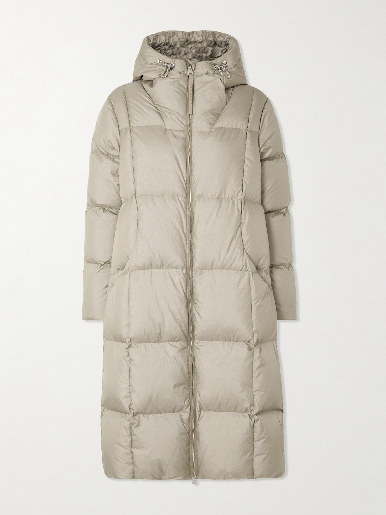 Varley Katya Hooded Quilted Metallic Crinkled-shell Down Coat In Neutral