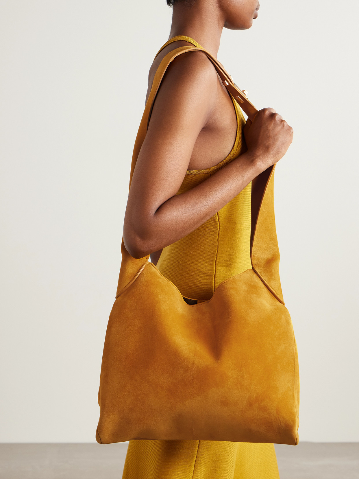 Gabriela Hearst Small Suede Shoulder Bag In Yellow
