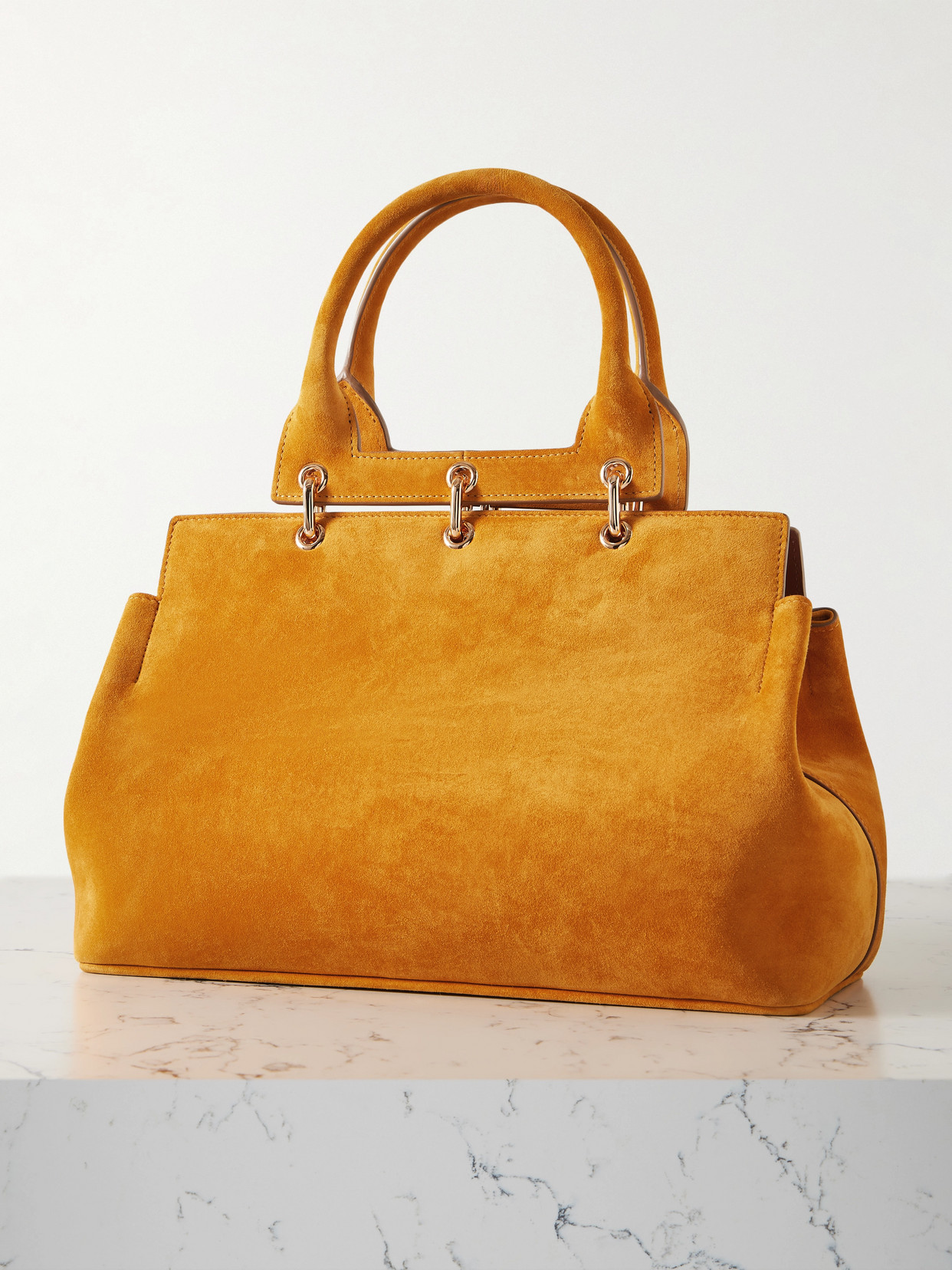Gabriela Hearst Amethyst Small Embellished Suede Tote In Yellow