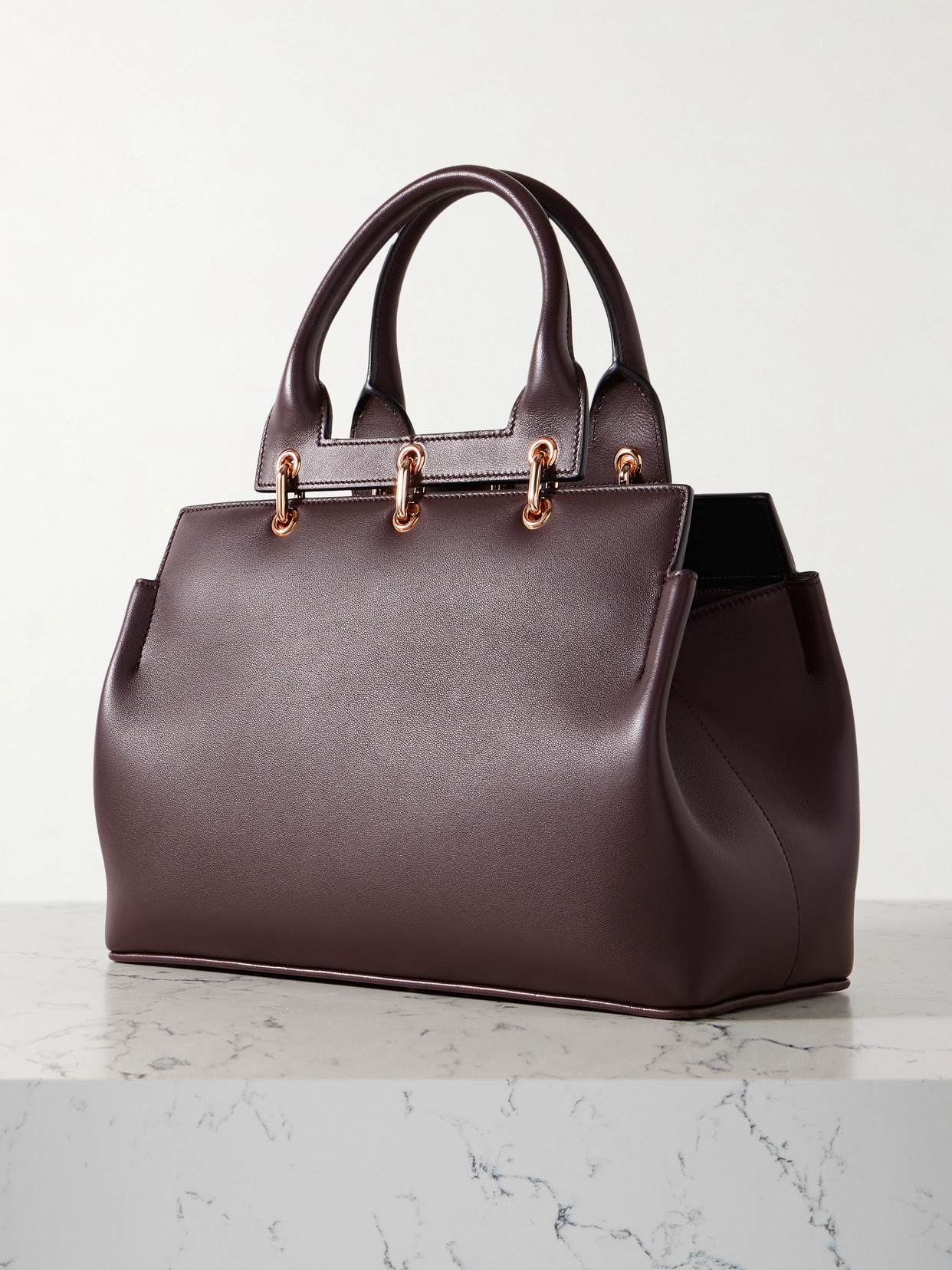 Gabriela Hearst Amethyst Small Leather Tote In Burgundy