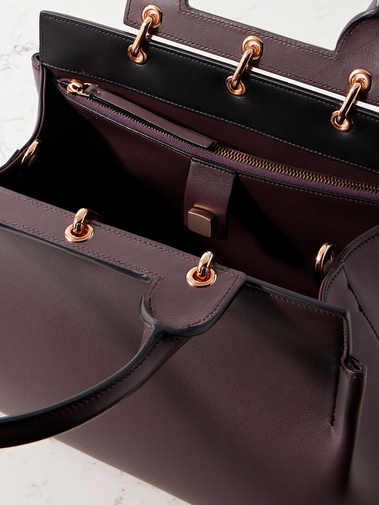 Gabriela Hearst Amethyst Small Leather Tote In Burgundy