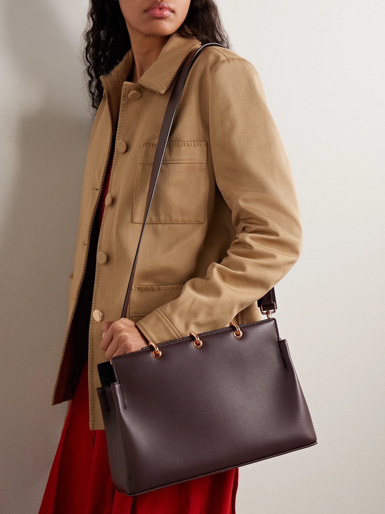 Gabriela Hearst Amethyst Small Leather Tote In Burgundy