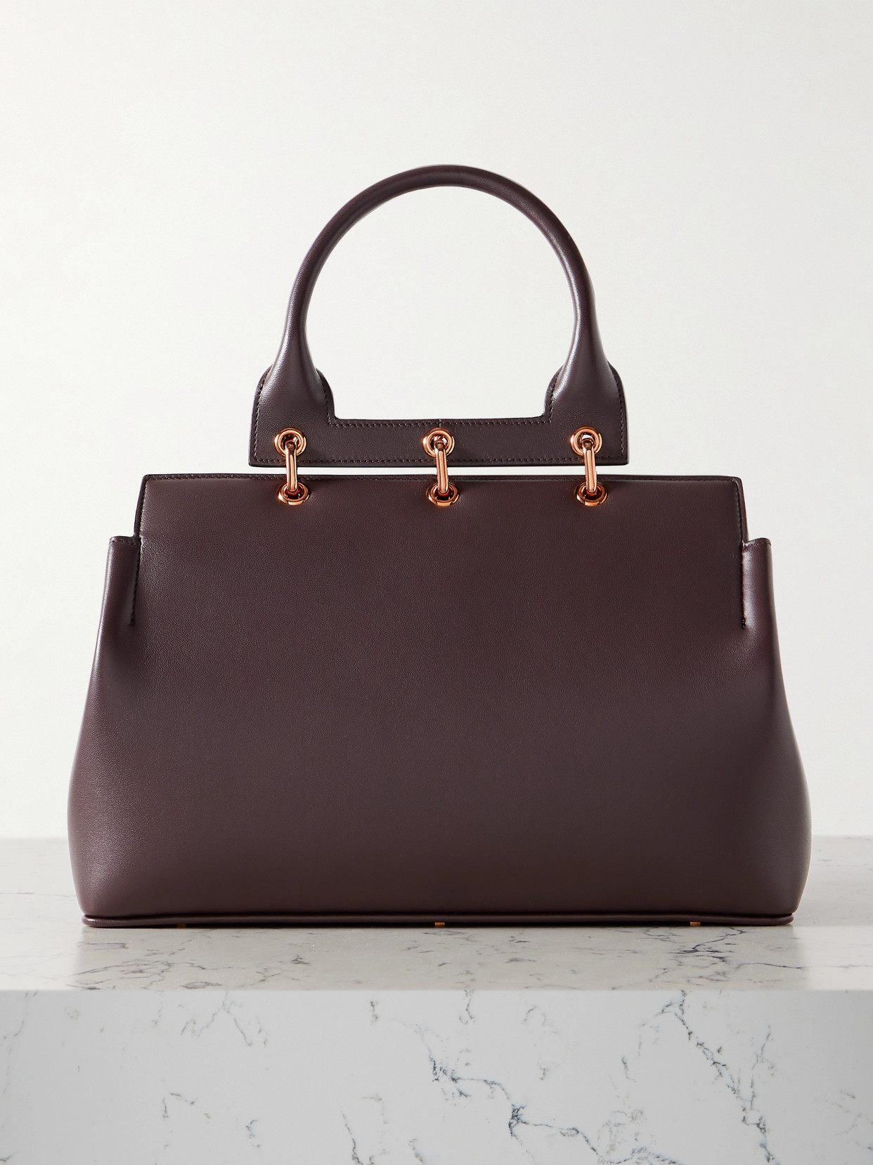 Gabriela Hearst Amethyst Small Leather Tote In Burgundy