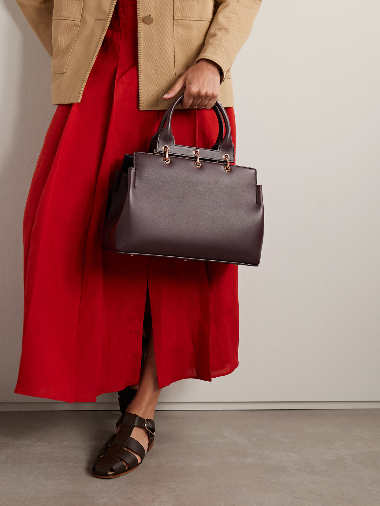 Gabriela Hearst Amethyst Small Leather Tote In Burgundy