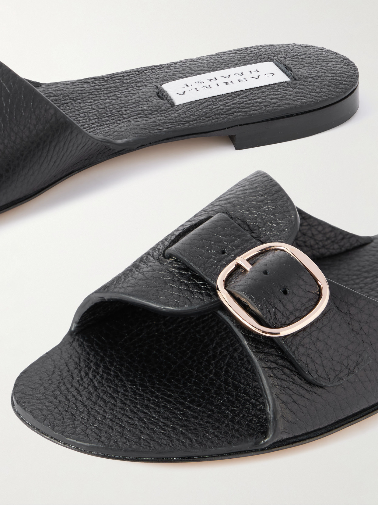 Gabriela Hearst Briar Buckled Textured-leather Mules In Black