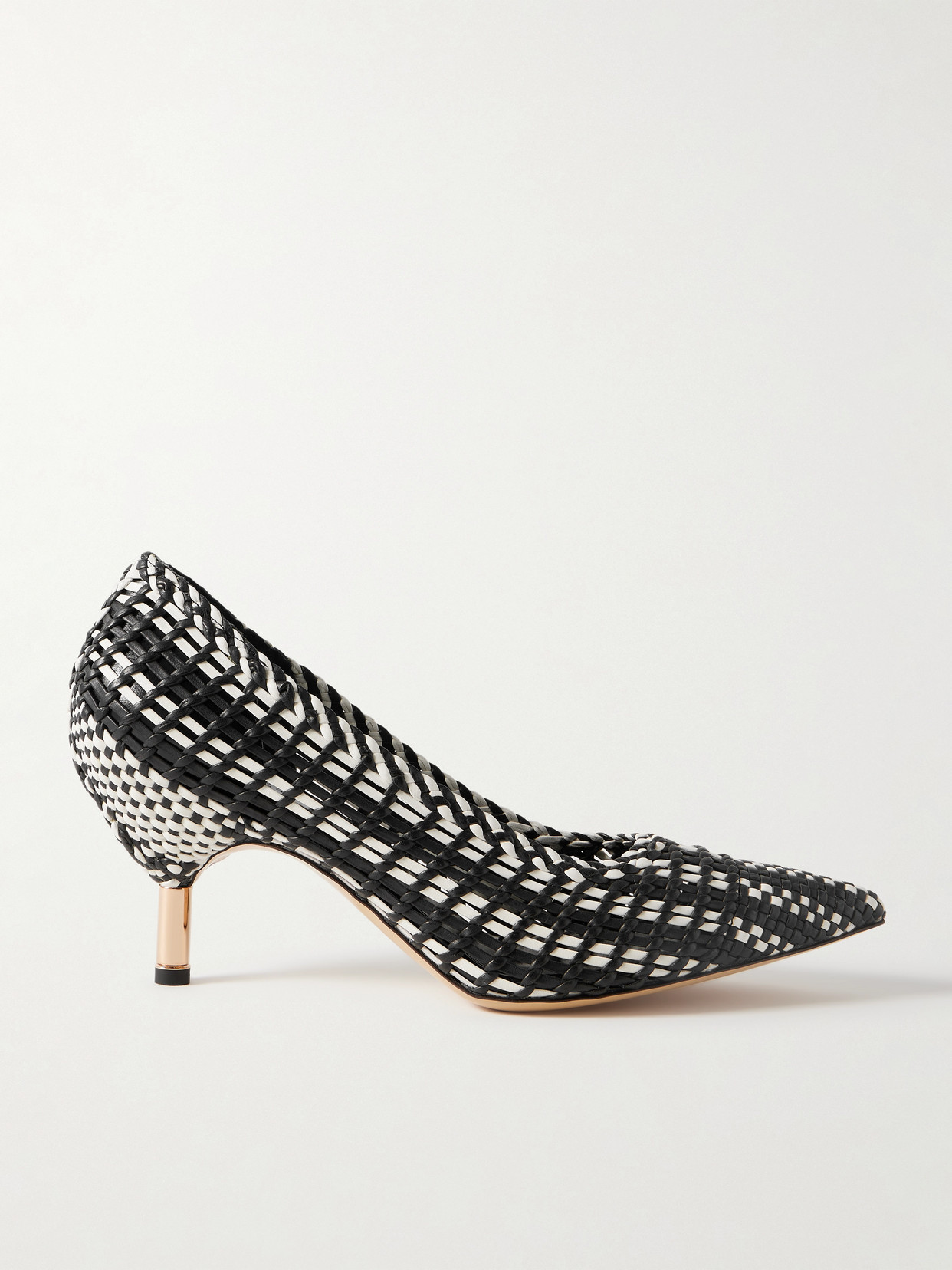 Gabriela Hearst Andres Two-tone Woven Leather Pumps In Black