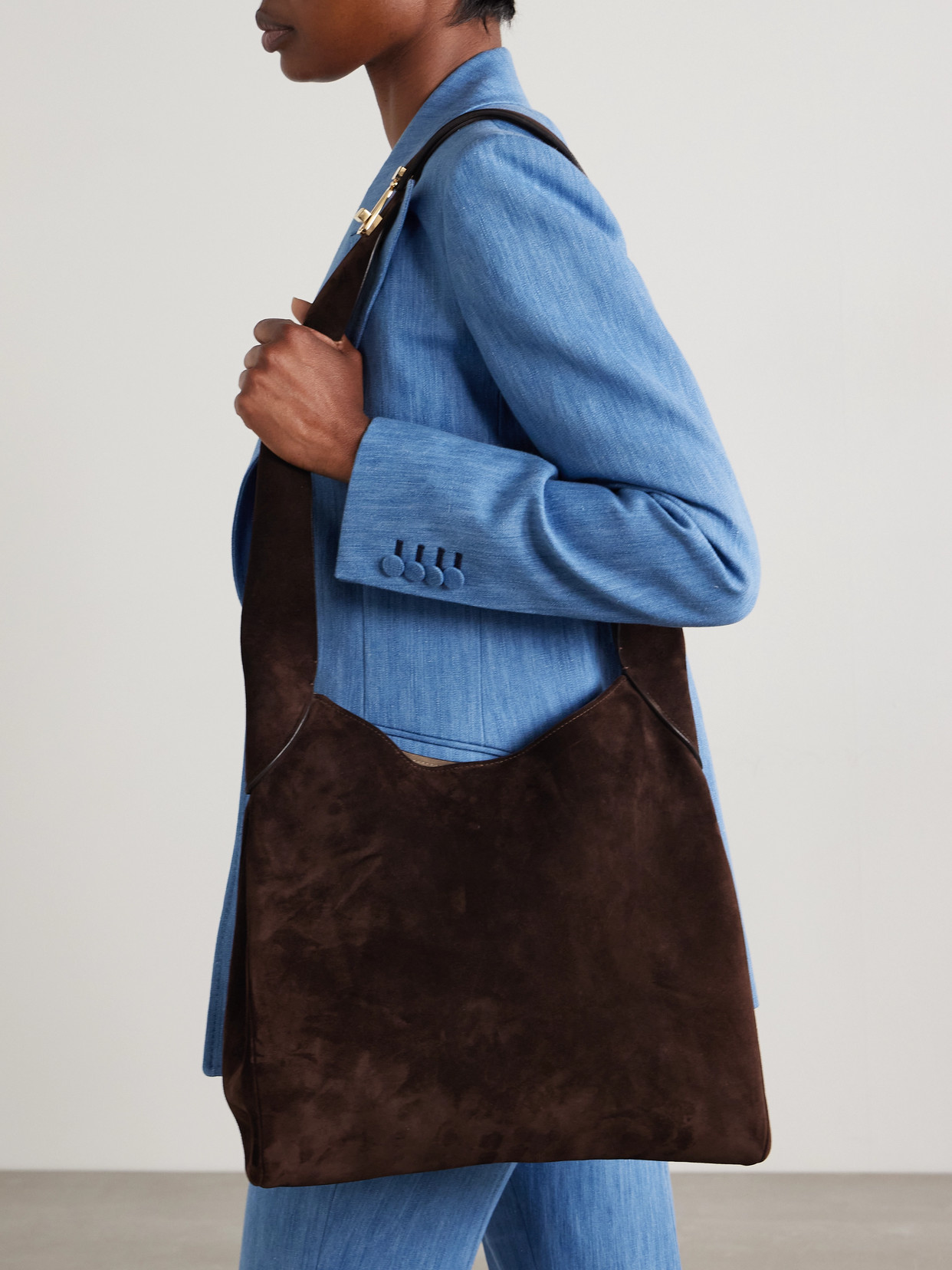 Gabriela Hearst Small Suede Shoulder Bag In Brown