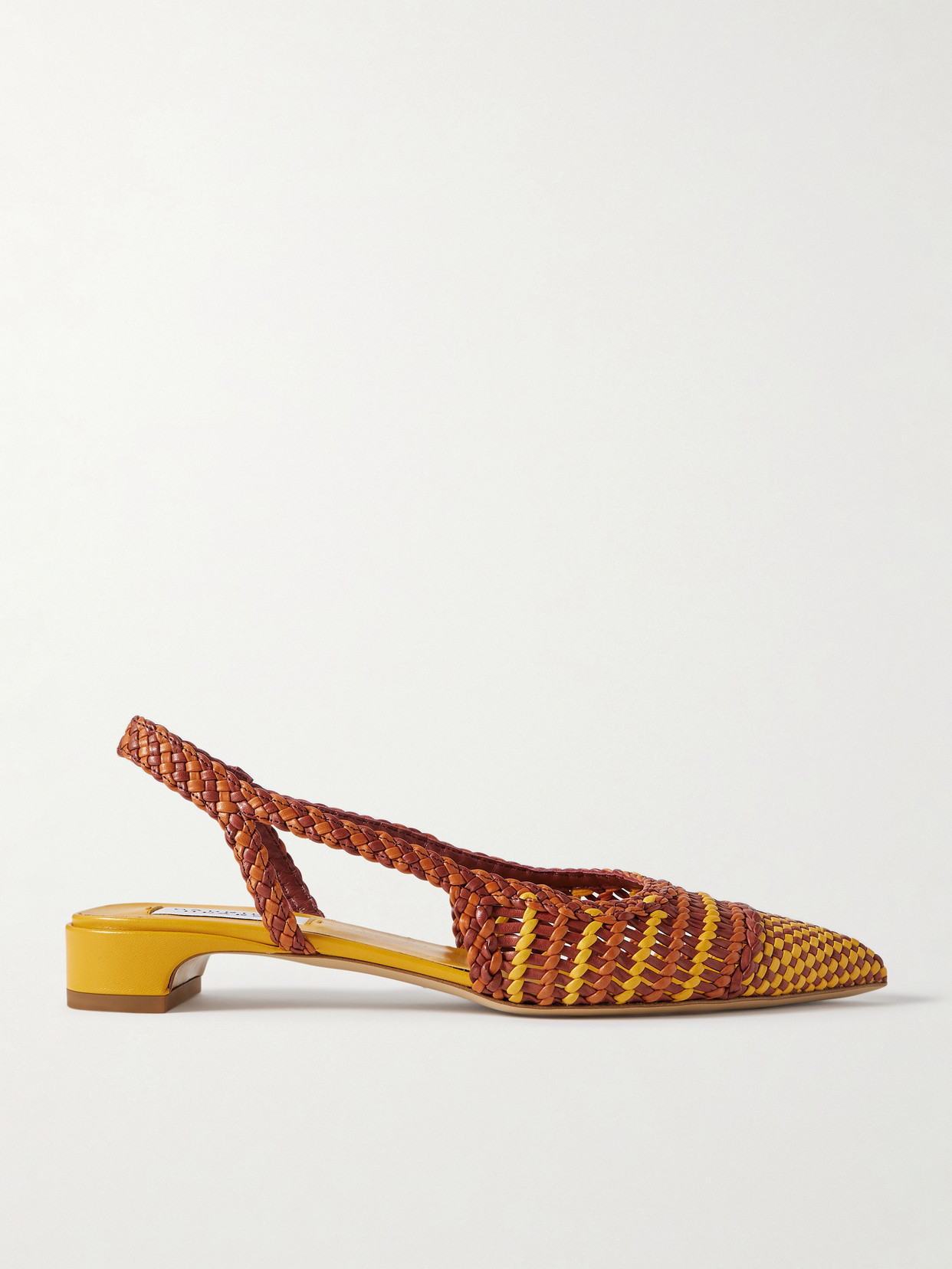 Gabriela Hearst Perro Woven Leather Slingback Pumps In Orange