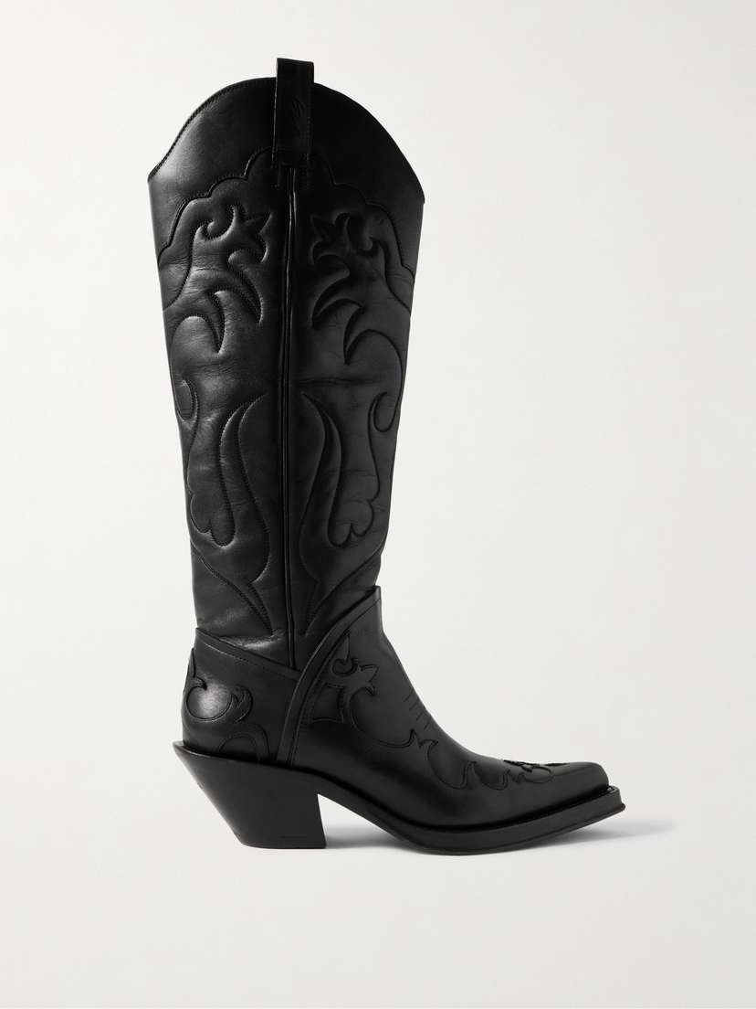 Gabriela Hearst Capitana Embroidered Leather Knee Boots