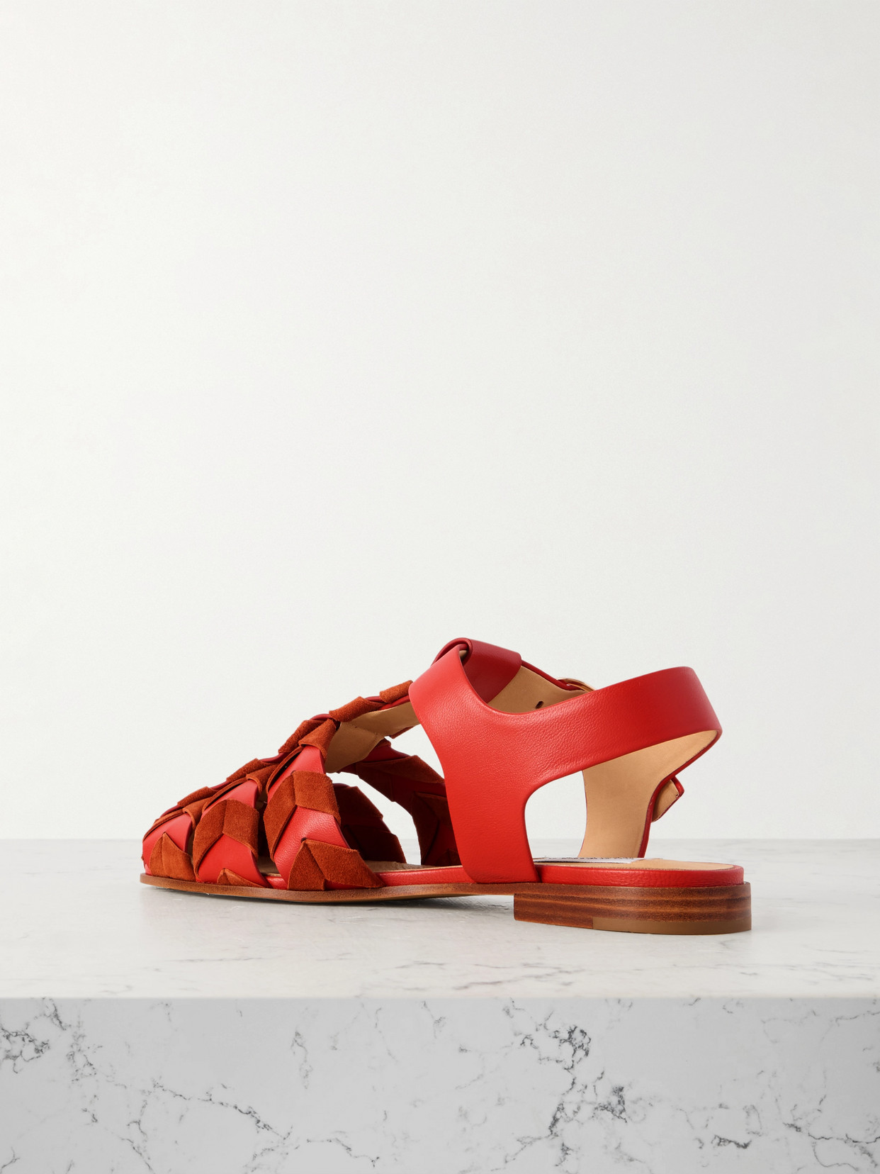 Gabriela Hearst Lynn Suede-trimmed Leather Sandals In Orange