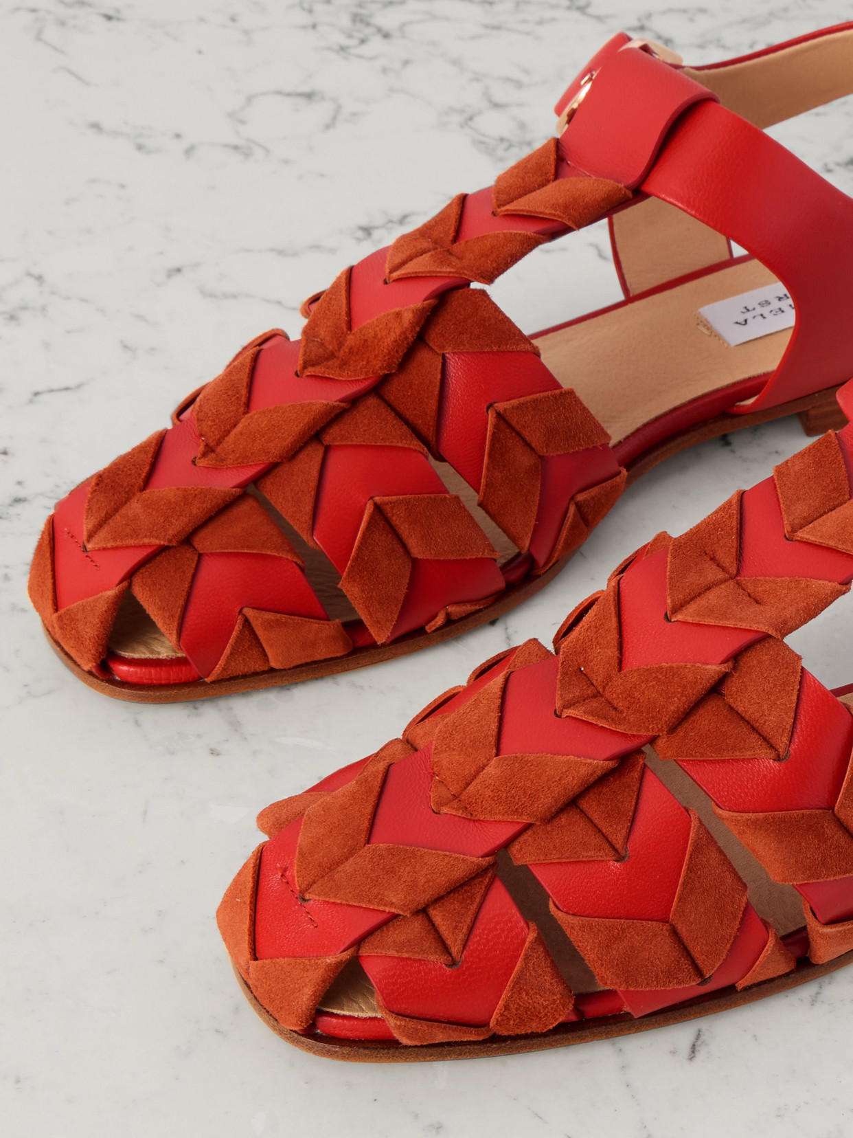 Gabriela Hearst Lynn Suede-trimmed Leather Sandals In Orange