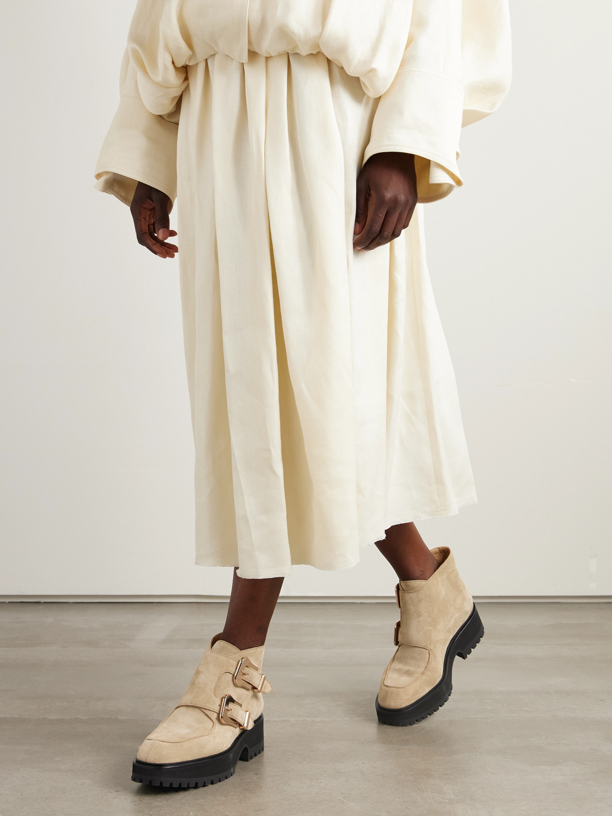 Gabriela Hearst Apollo Buckled Suede Platform Ankle Boots