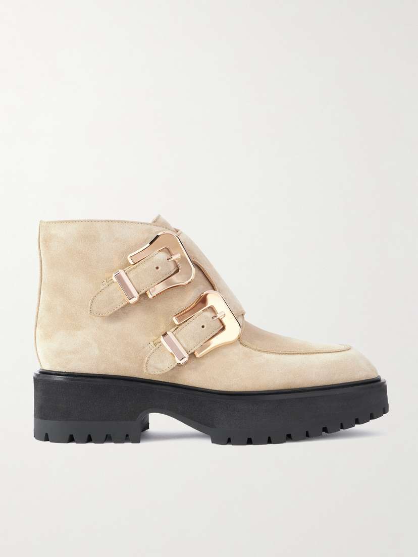 Gabriela Hearst Apollo Buckled Suede Platform Ankle Boots