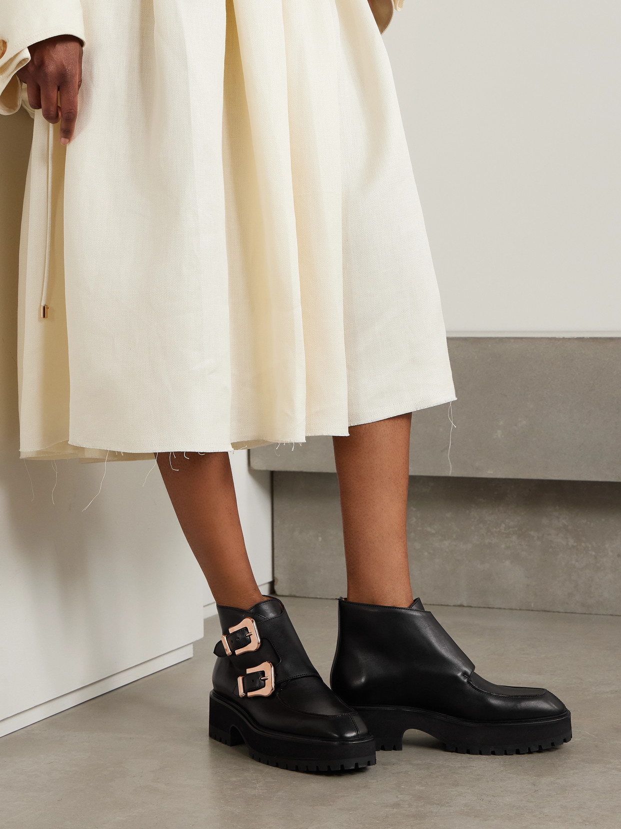 Gabriela Hearst Buckled Leather Ankle Boots
