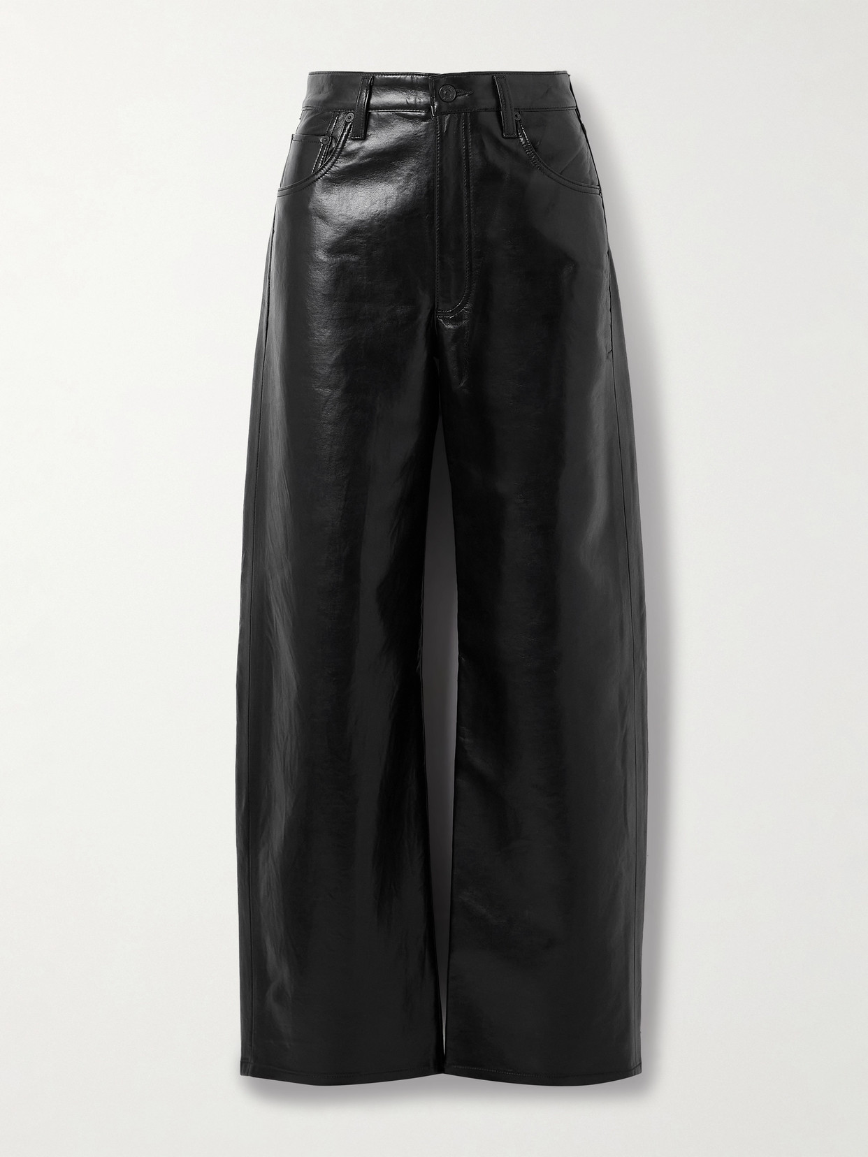 Citizen Of Humanity Ayla Baggy Recycled-leather Wide-leg Pants In Black