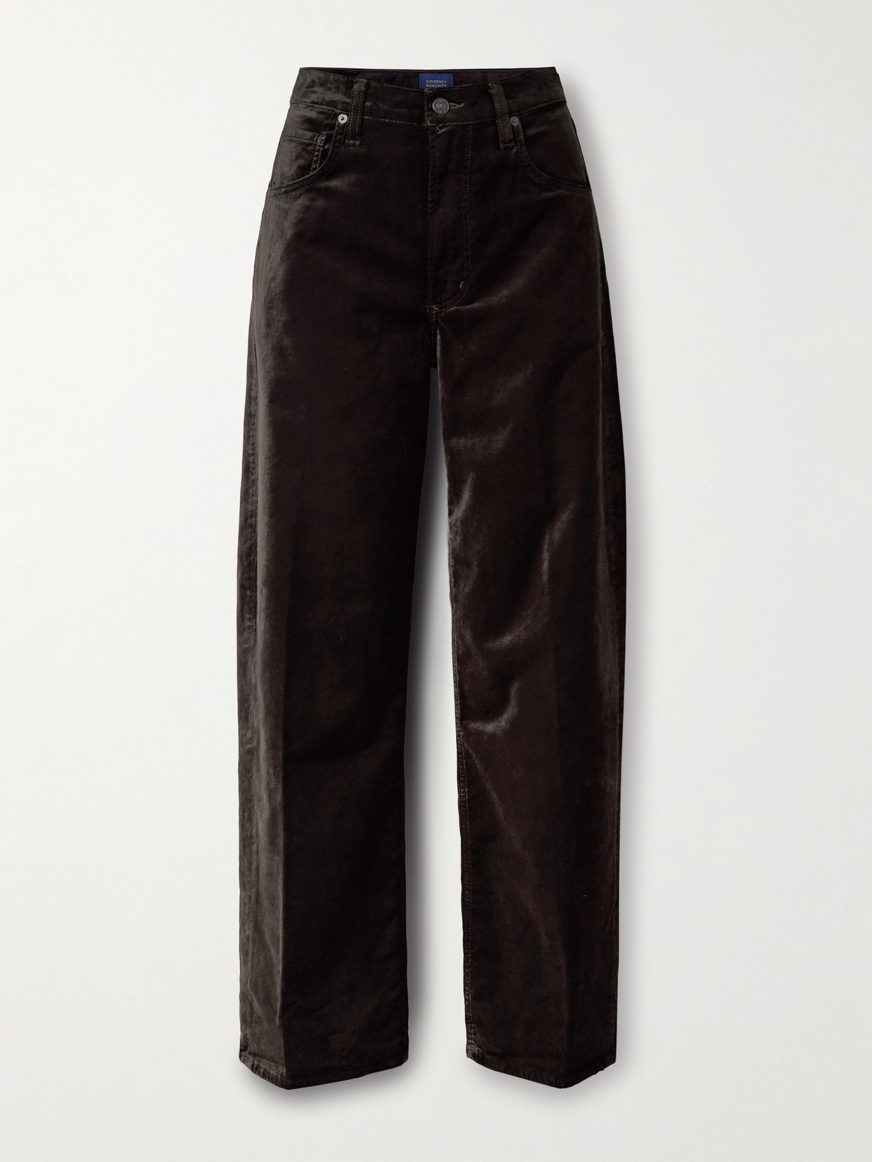 Citizen Of Humanity Ayla Baggy Cotton-blend Velvet Wide-leg Pants In Brown