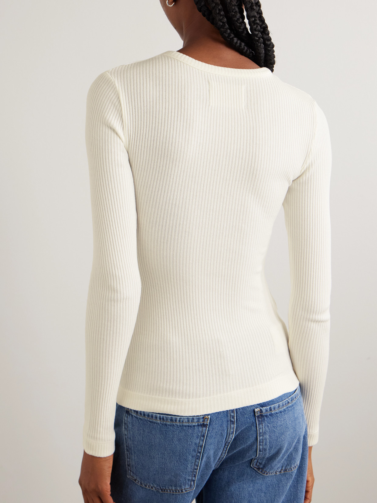 Citizen Of Humanity Bina Ribbed Stretch-lyocell And Organic Cotton-blend Top In White