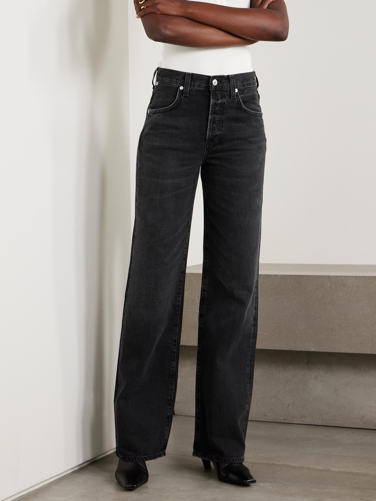 Citizen Of Humanity Annina High-rise Wide-leg Jeans In Black