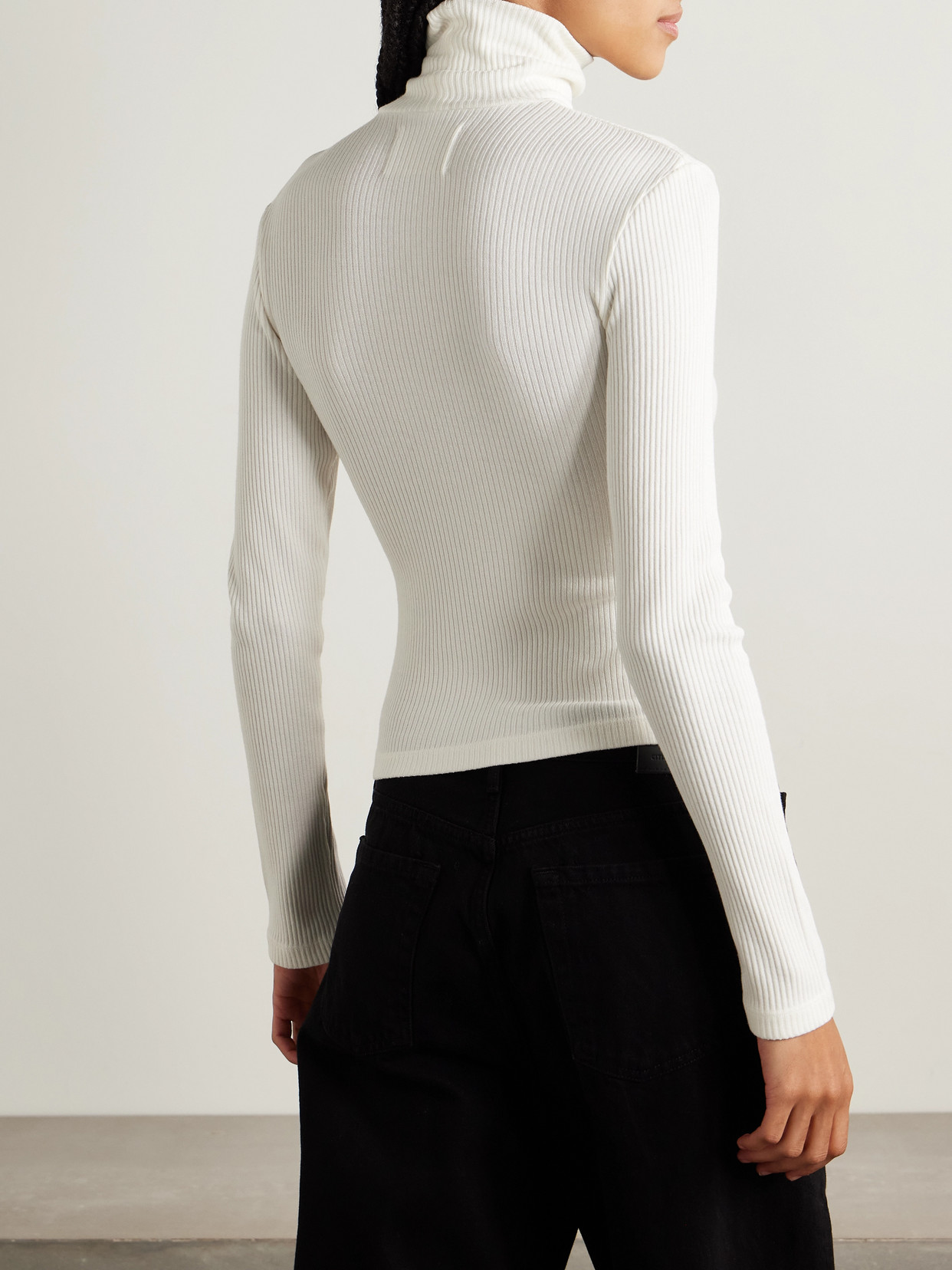 Citizen Of Humanity Caradene Ribbed Stretch-lyocell Turtleneck Sweater In White