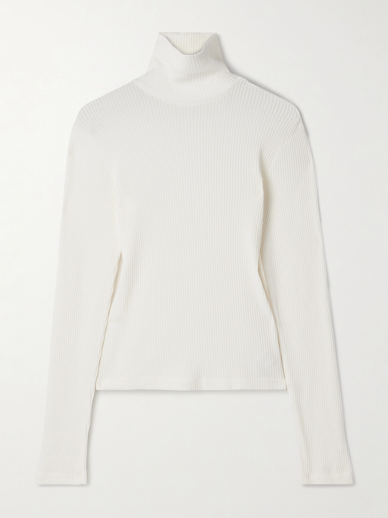 Citizen Of Humanity Caradene Ribbed Stretch-lyocell Turtleneck Sweater In White