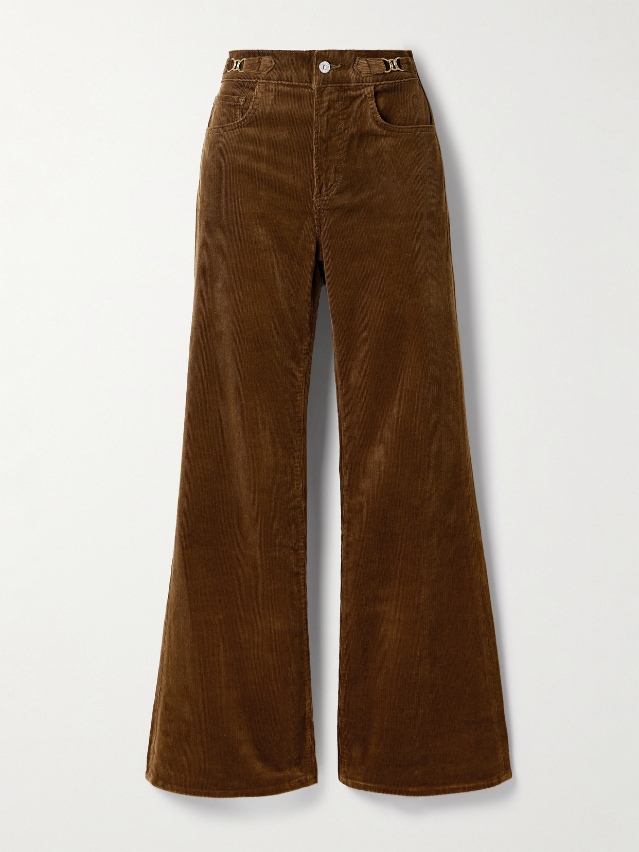 Citizen Of Humanity Kimberly Horsebit-embellished Stretch-cotton Corduroy Flared Pants In Brown