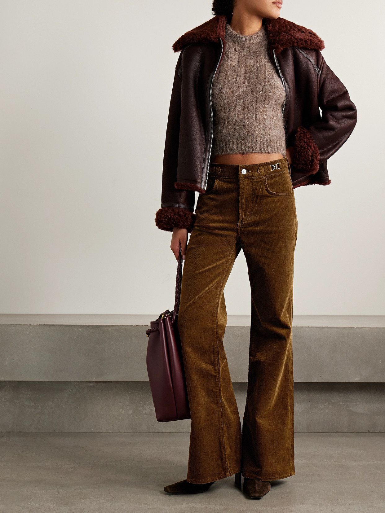 Citizen Of Humanity Kimberly Horsebit-embellished Stretch-cotton Corduroy Flared Pants In Brown