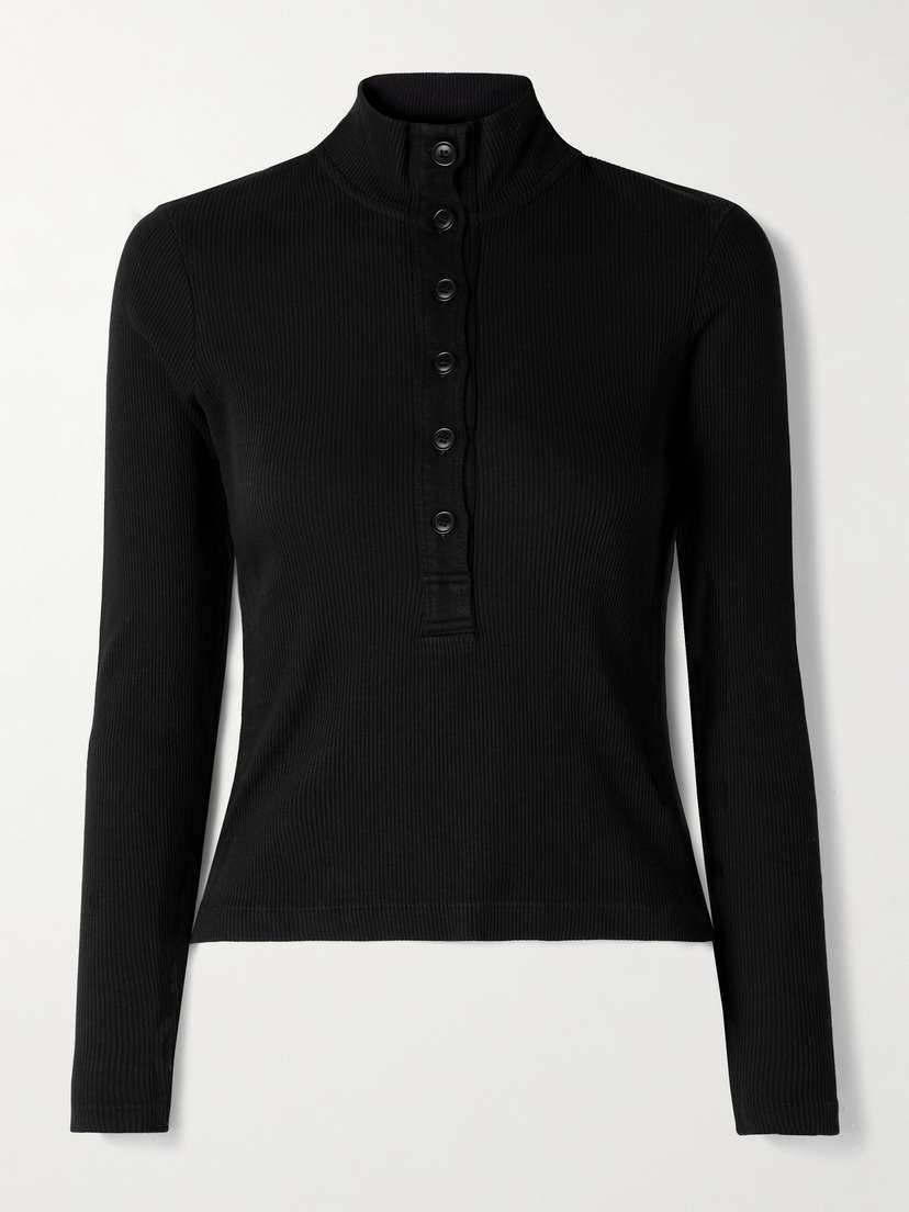 Citizens of Humanity Sheena Ribbed Stretch-cotton And Lyocell-blend Henley Top