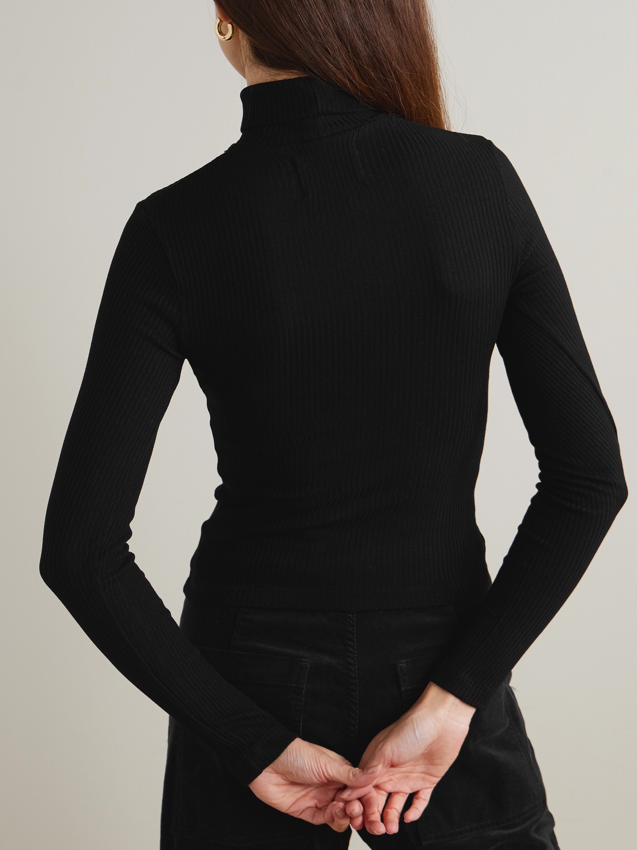Caradene Ribbed Stretch-Lyocell Turtleneck Sweater