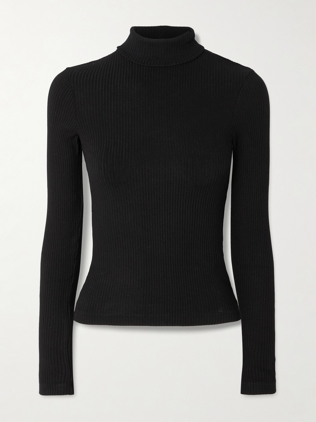 Citizen Of Humanity Caradene Ribbed Stretch-lyocell Turtleneck Sweater In Black