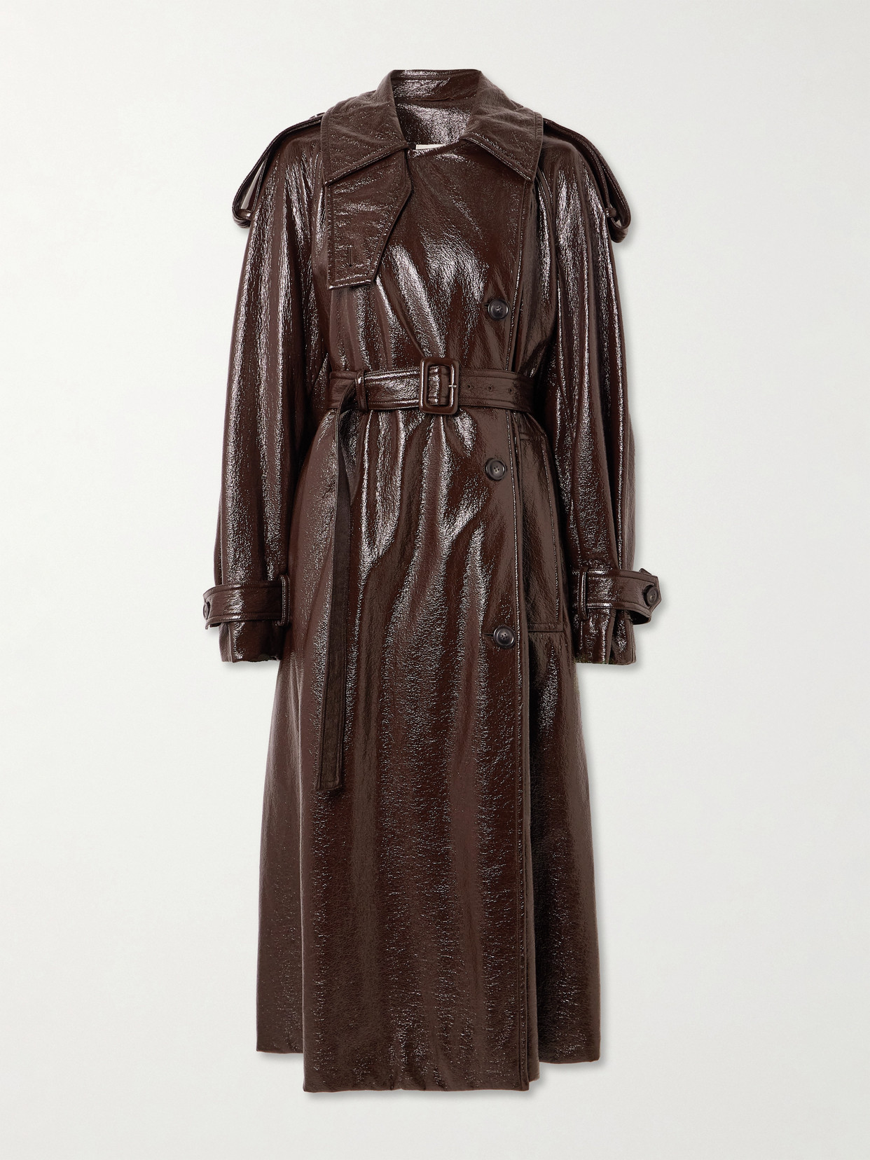 Sportmax Bairo Coated-cotton Trench Coat In Brown