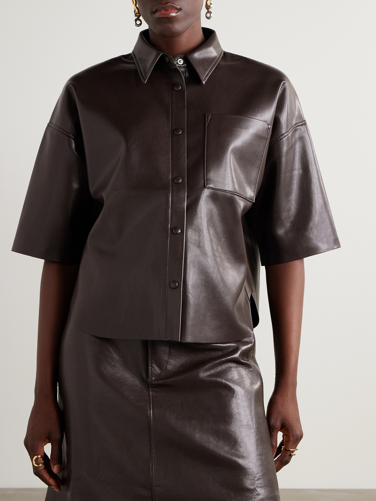 Citizen Of Humanity Frances Cropped Shirt In Brown