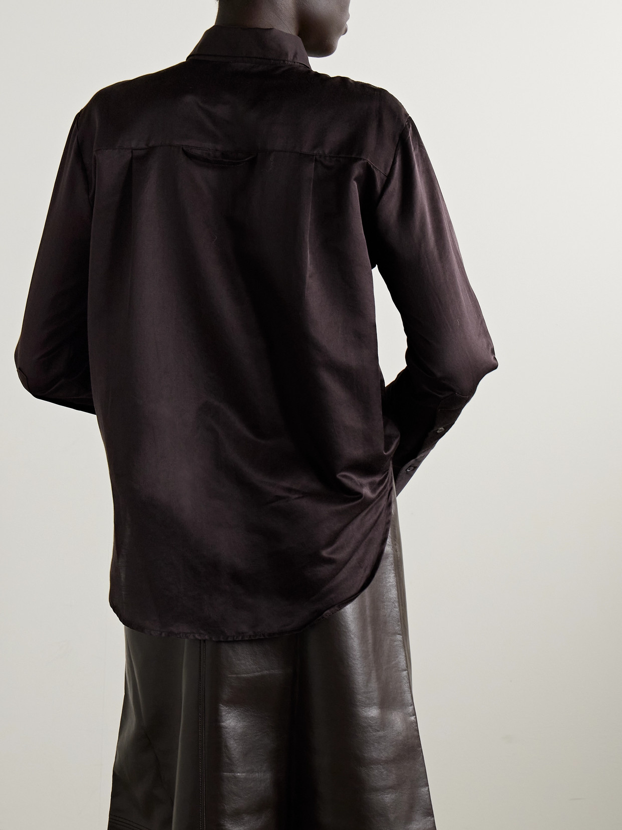 Citizen Of Humanity Camilla Cotton And Silk-blend Satin Shirt In Brown