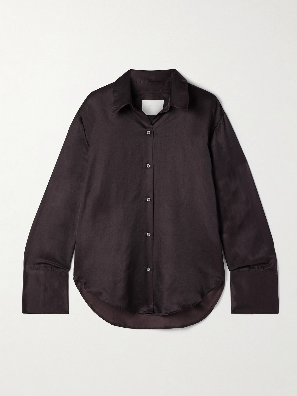 Citizen Of Humanity Camilla Cotton And Silk-blend Satin Shirt In Brown