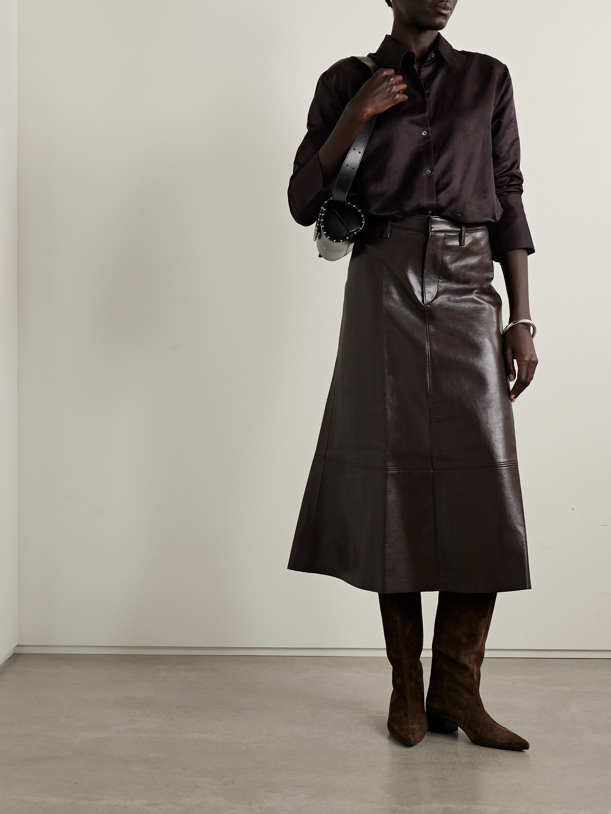 Citizen Of Humanity Camilla Cotton And Silk-blend Satin Shirt In Brown