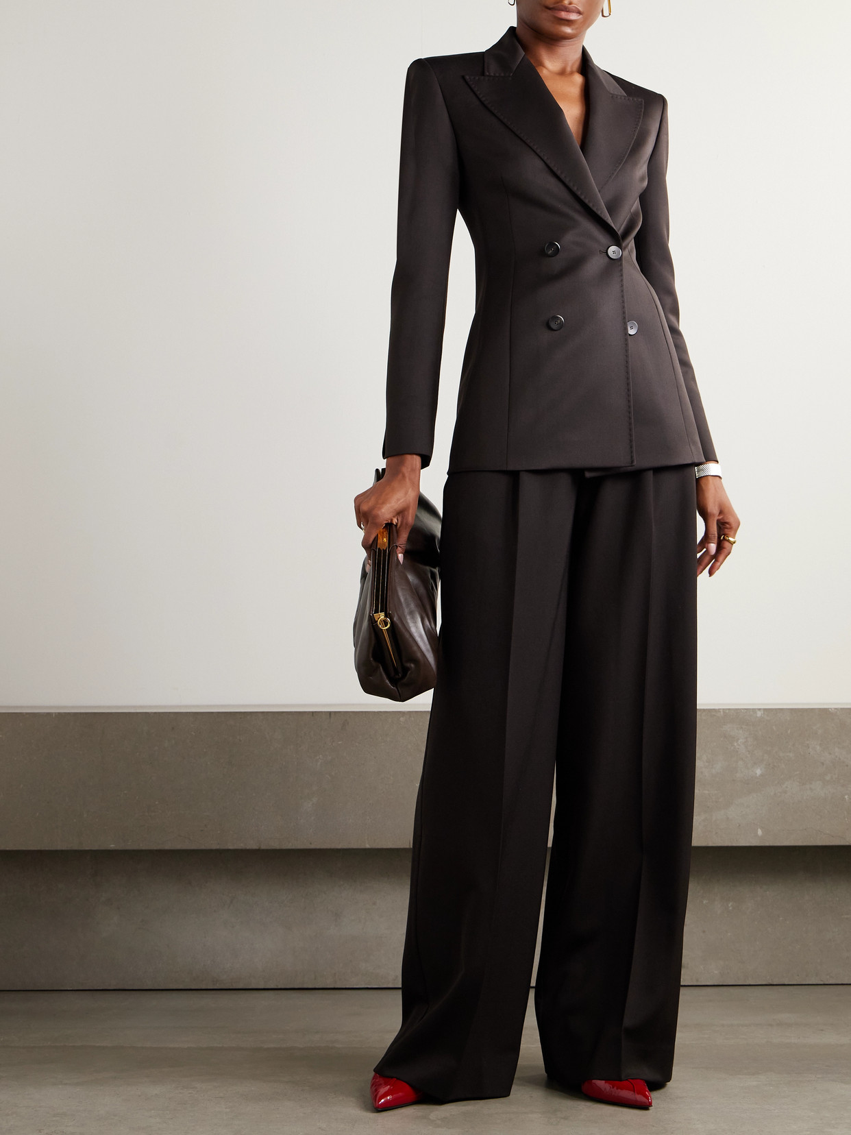 Sasuphi Bogart Pleated Wool Wide-leg Pants In Black