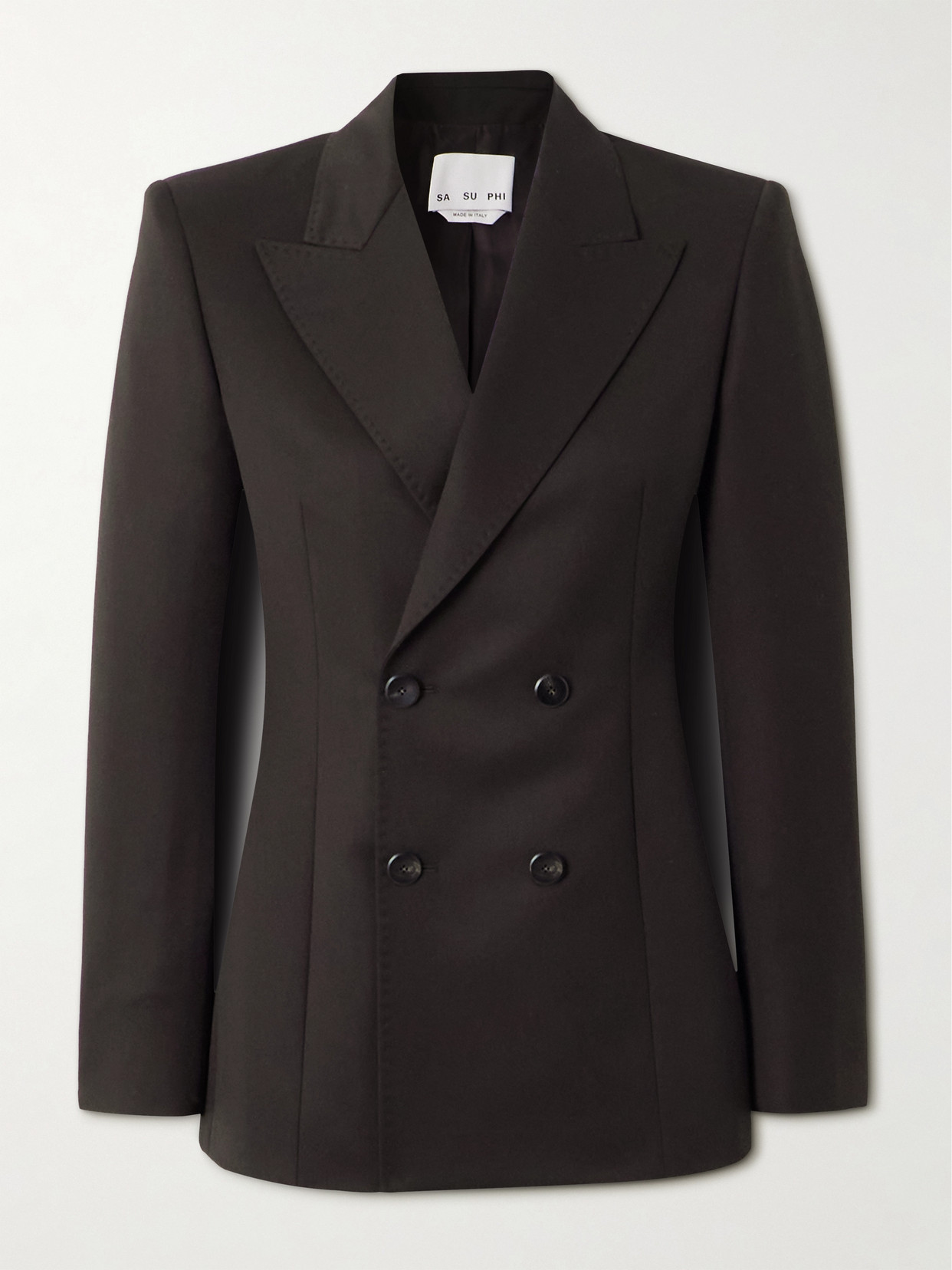 Sasuphi Wool Double-breasted Blazer In Brown