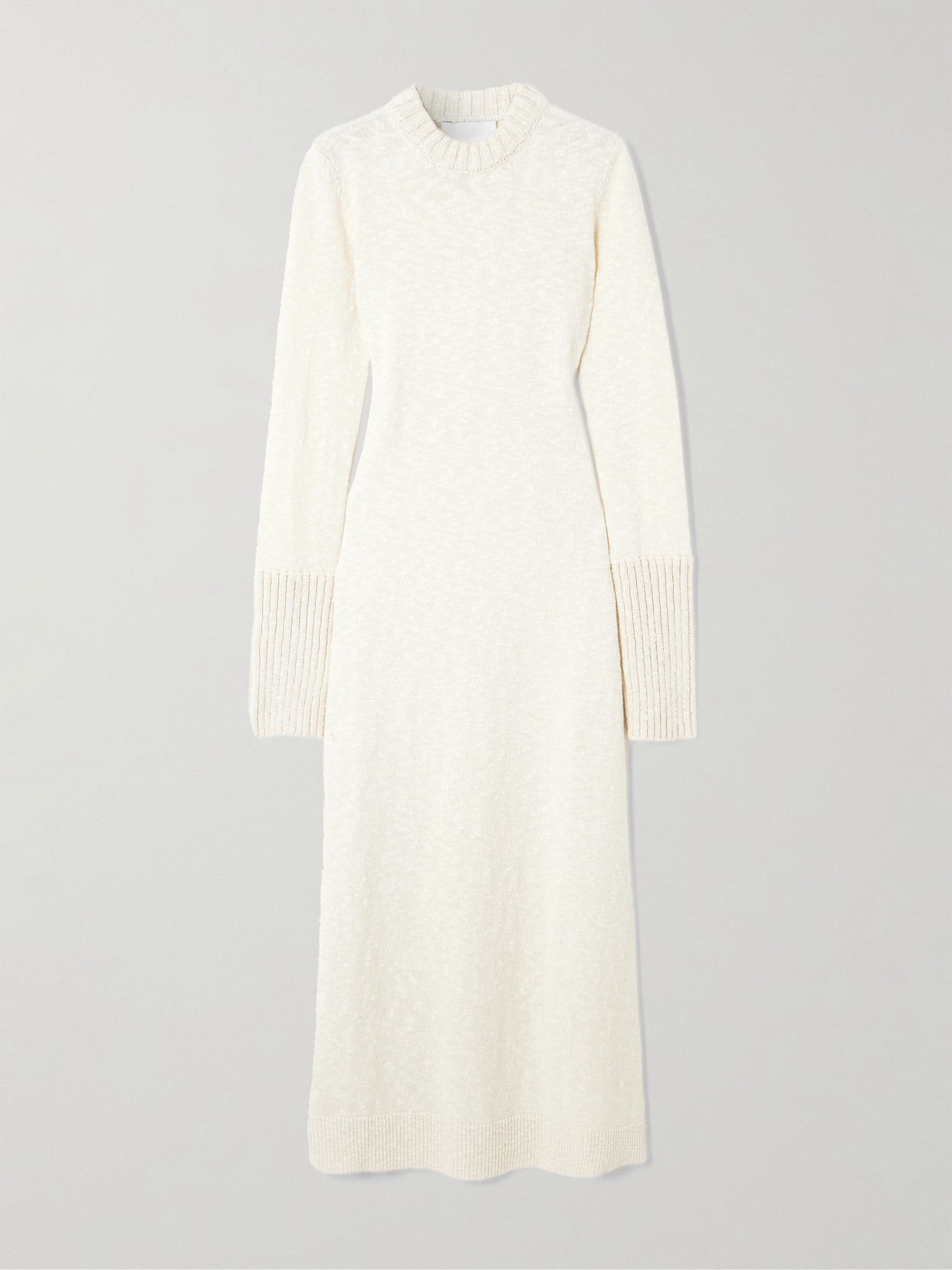 Sasuphi Morena Cotton And Cashmere-blend Midi Dress In White