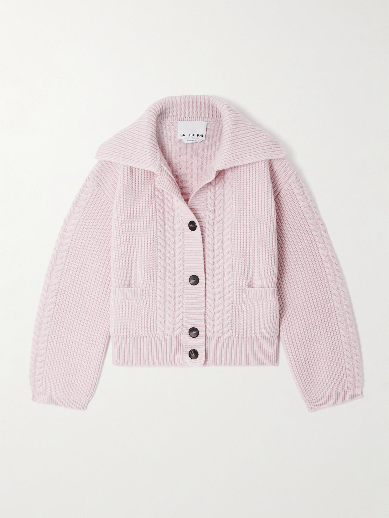 Sasuphi Cable-knit Wool And Cashmere-blend Cardigan In Purple