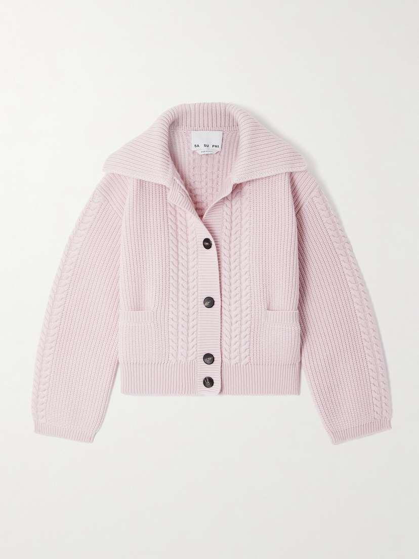 SASUPHI Cable-knit Wool And Cashmere-blend Cardigan
