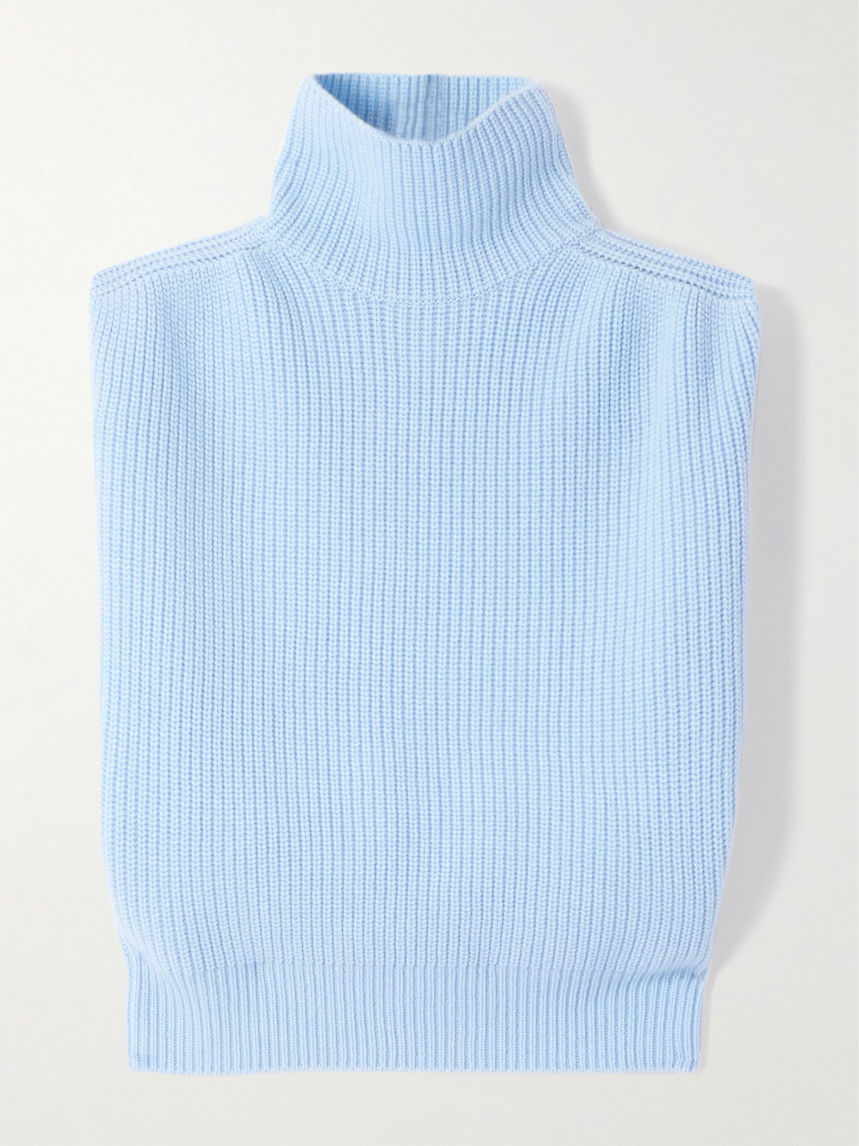 Sasuphi Ribbed Cashmere Turtleneck Vest In Blue