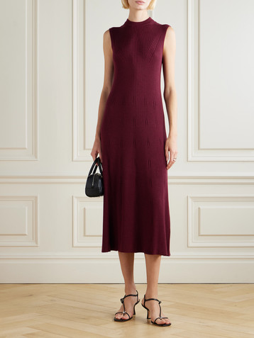 Sasuphi Ribbed-knit cashmere and silk-blend midi dress