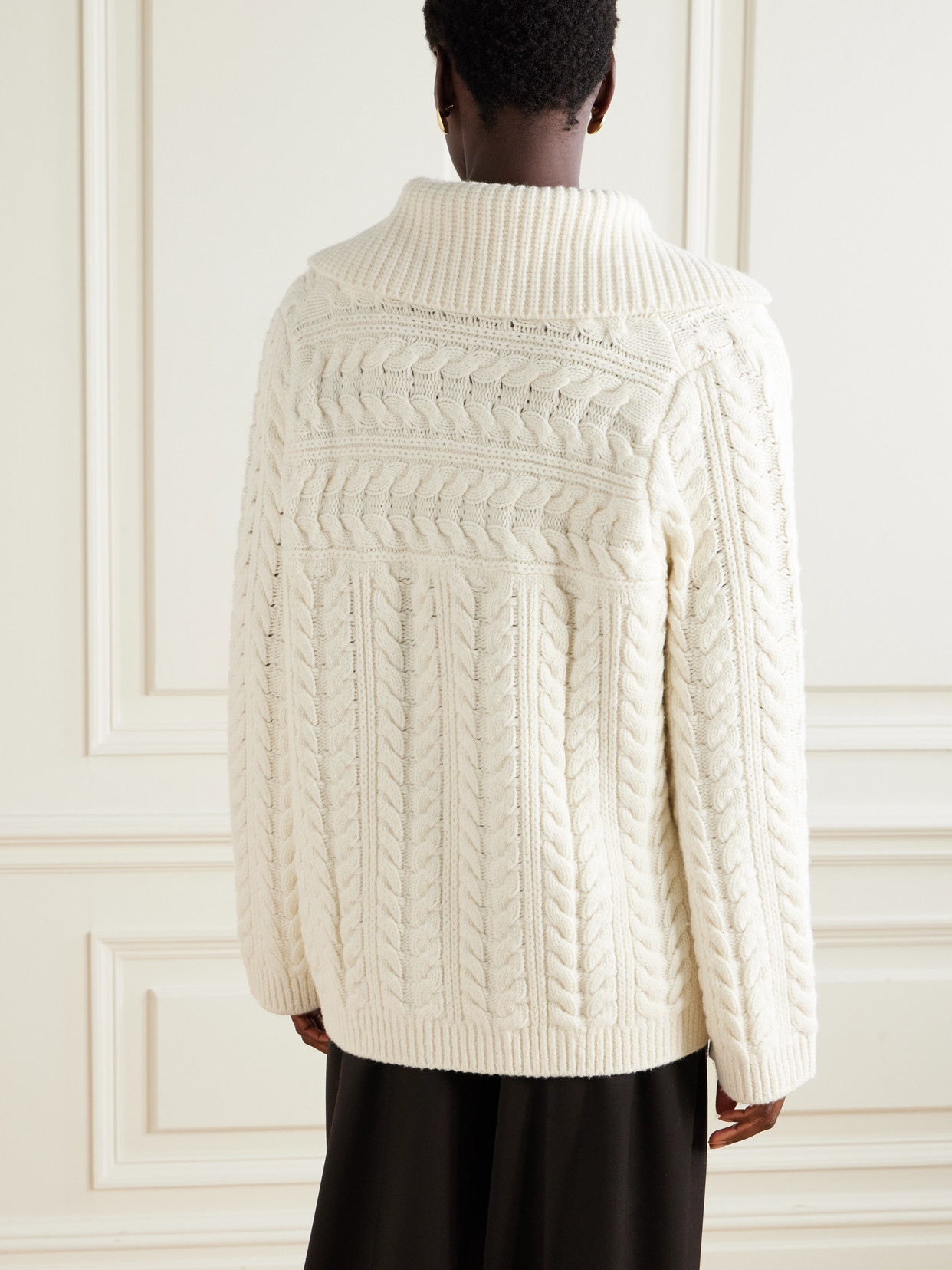 Sasuphi Double-breasted Cable-knit Merino Wool And Cashmere-blend Cardigan In Neutral