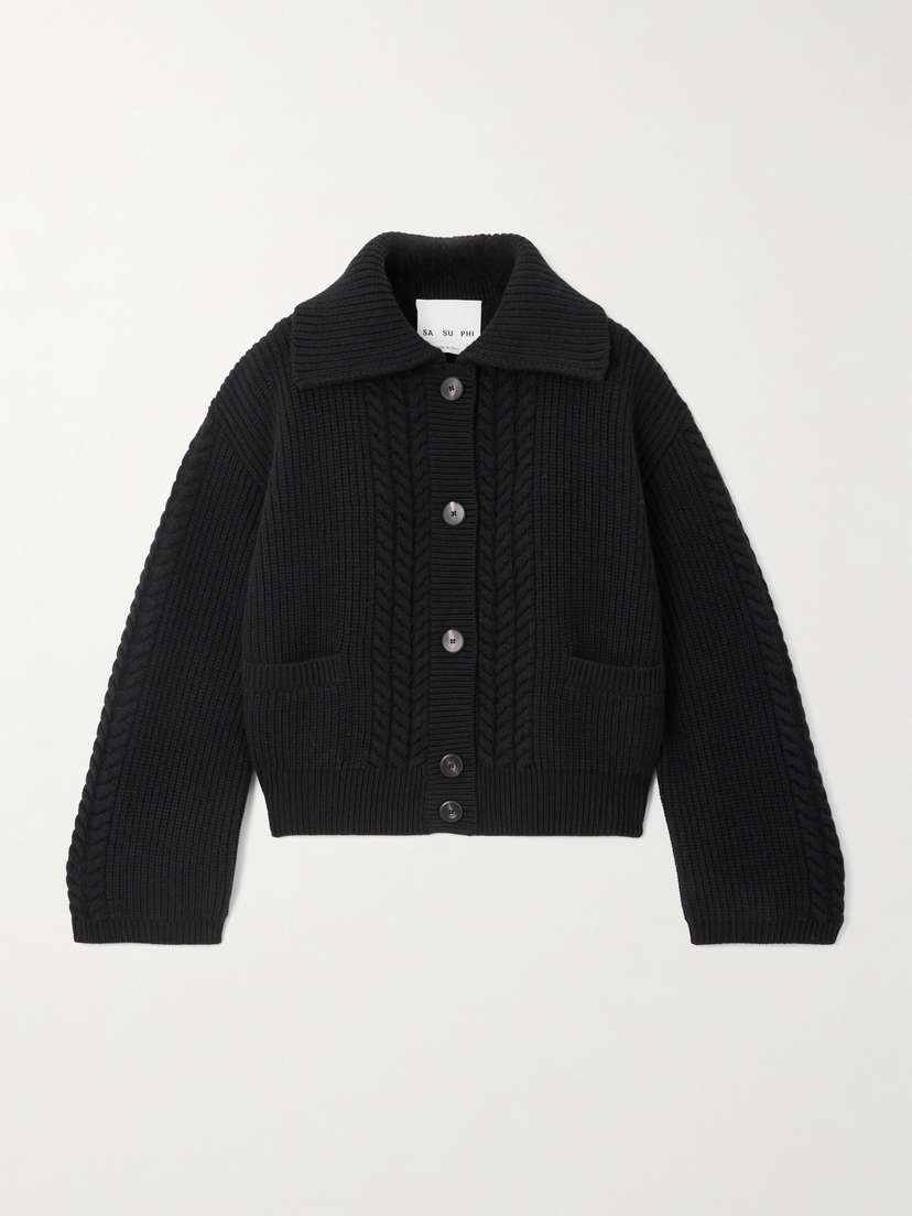 SASUPHI Cable-knit Wool And Cashmere-blend Cardigan