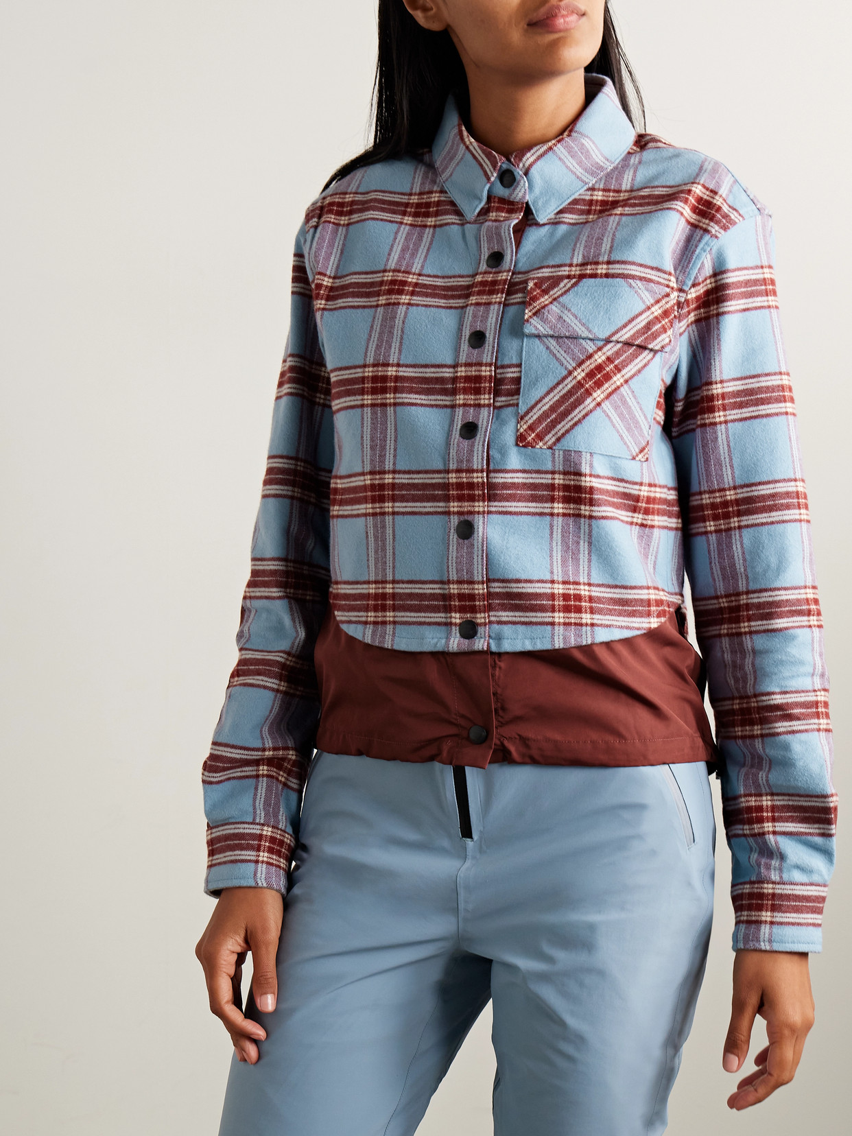 Aztech Mountain Loge Peak Shell-trimmed Checked Cotton-flannel Shirt In Multi